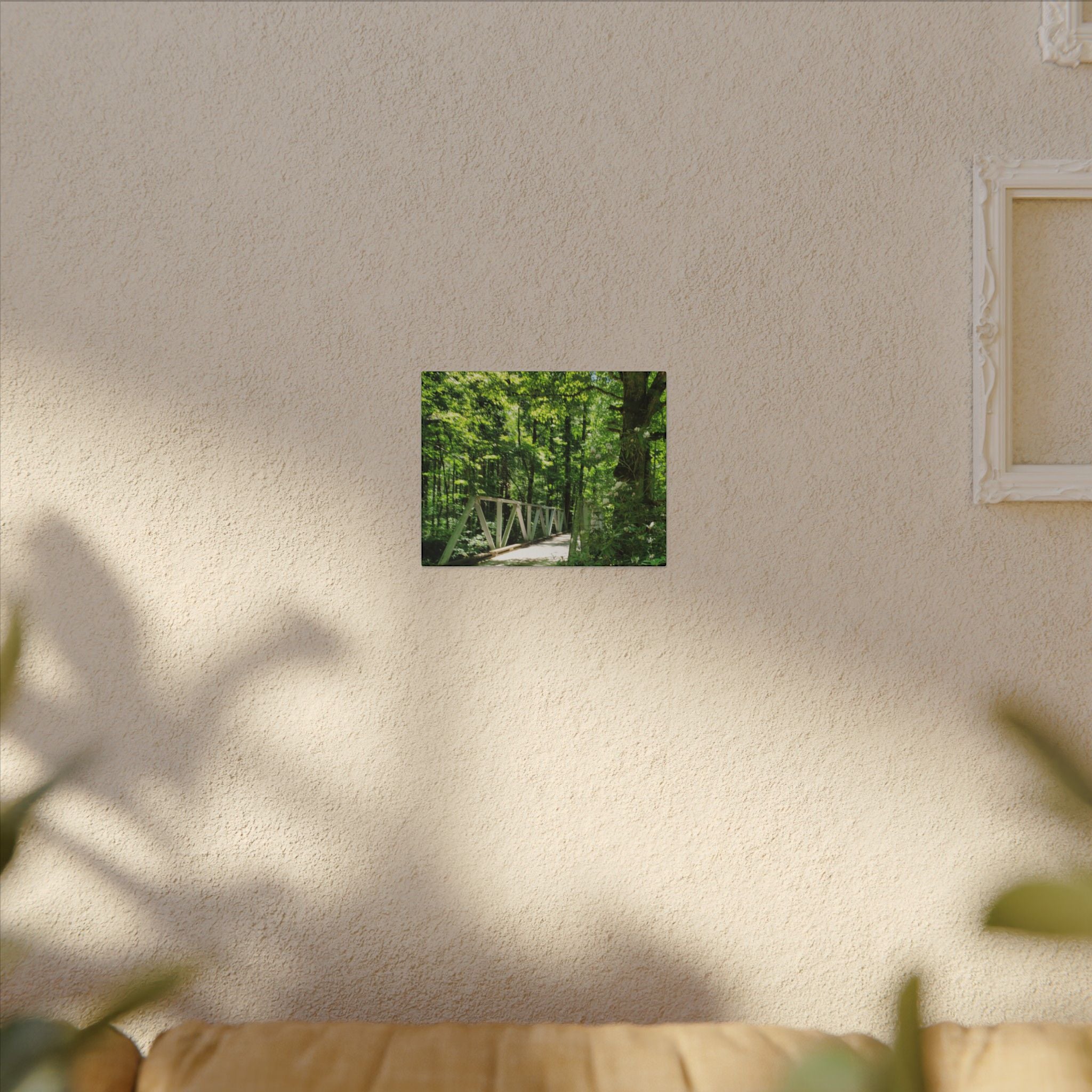 Forest Bridge Canvas Wall Art — Green Woodland Trail Photography