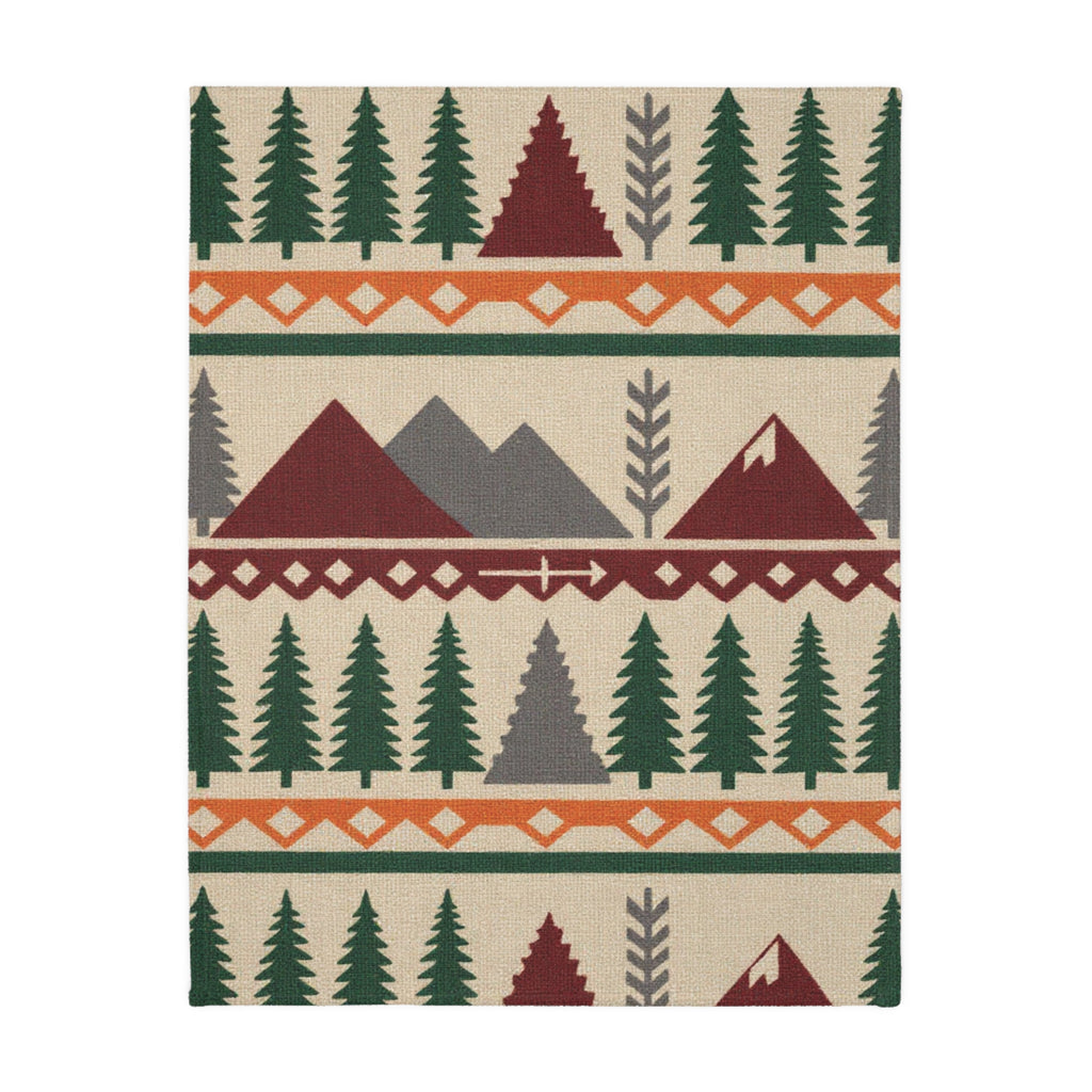 Northwood Lodge Blanket — Mountain & Pine Pattern Velveteen Throw