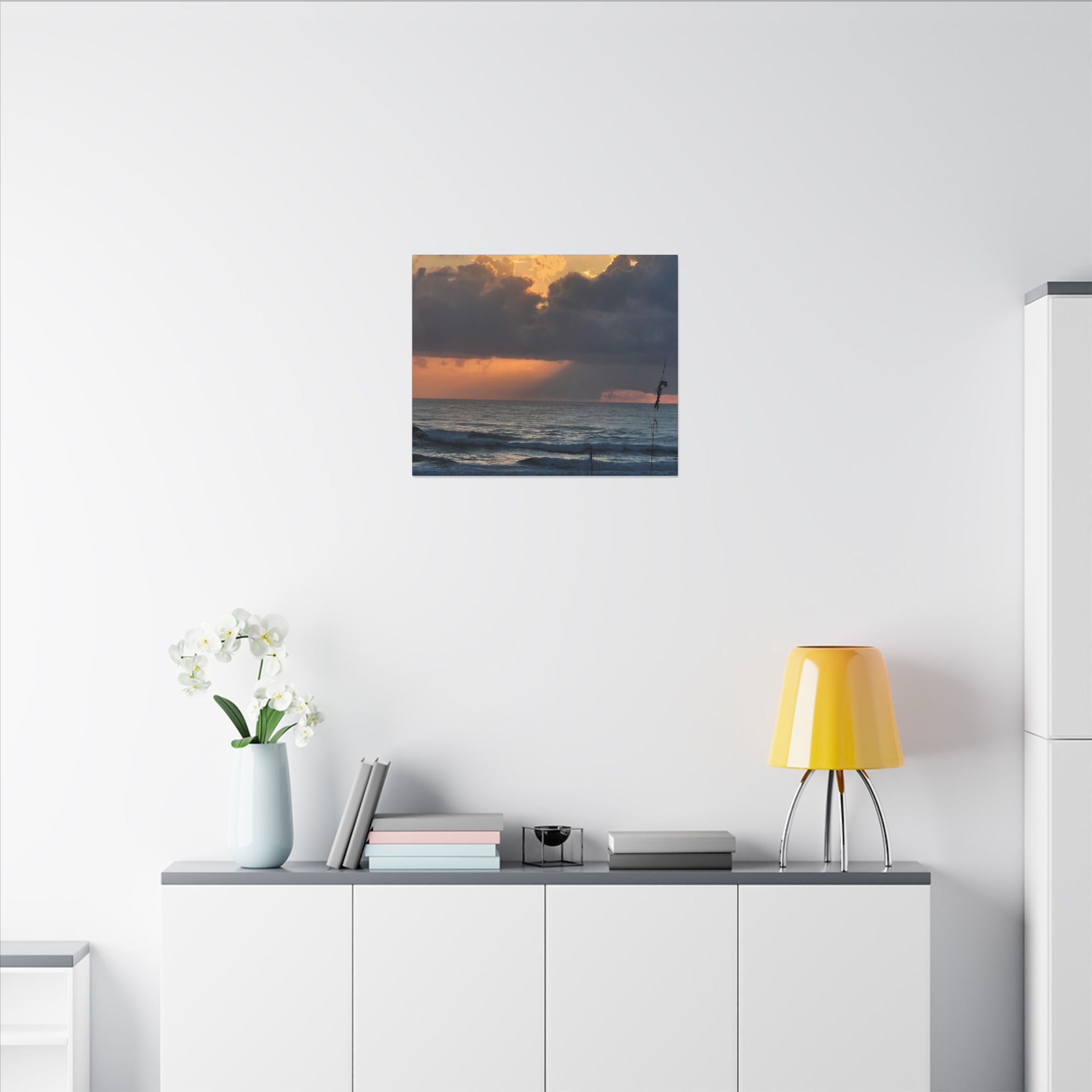 Sunset Ocean Canvas Print — Dramatic Cloudscape Beach Wall Art