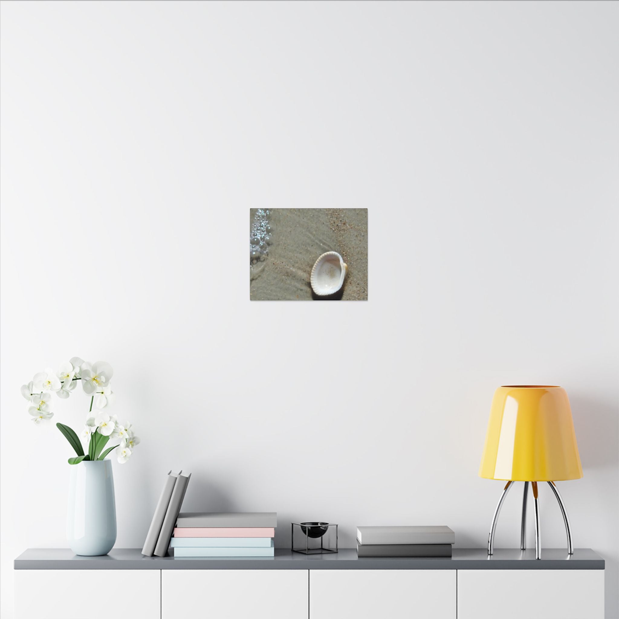 Seashell on Sand Matte Canvas Wall Art — Coastal Beach Photography Print