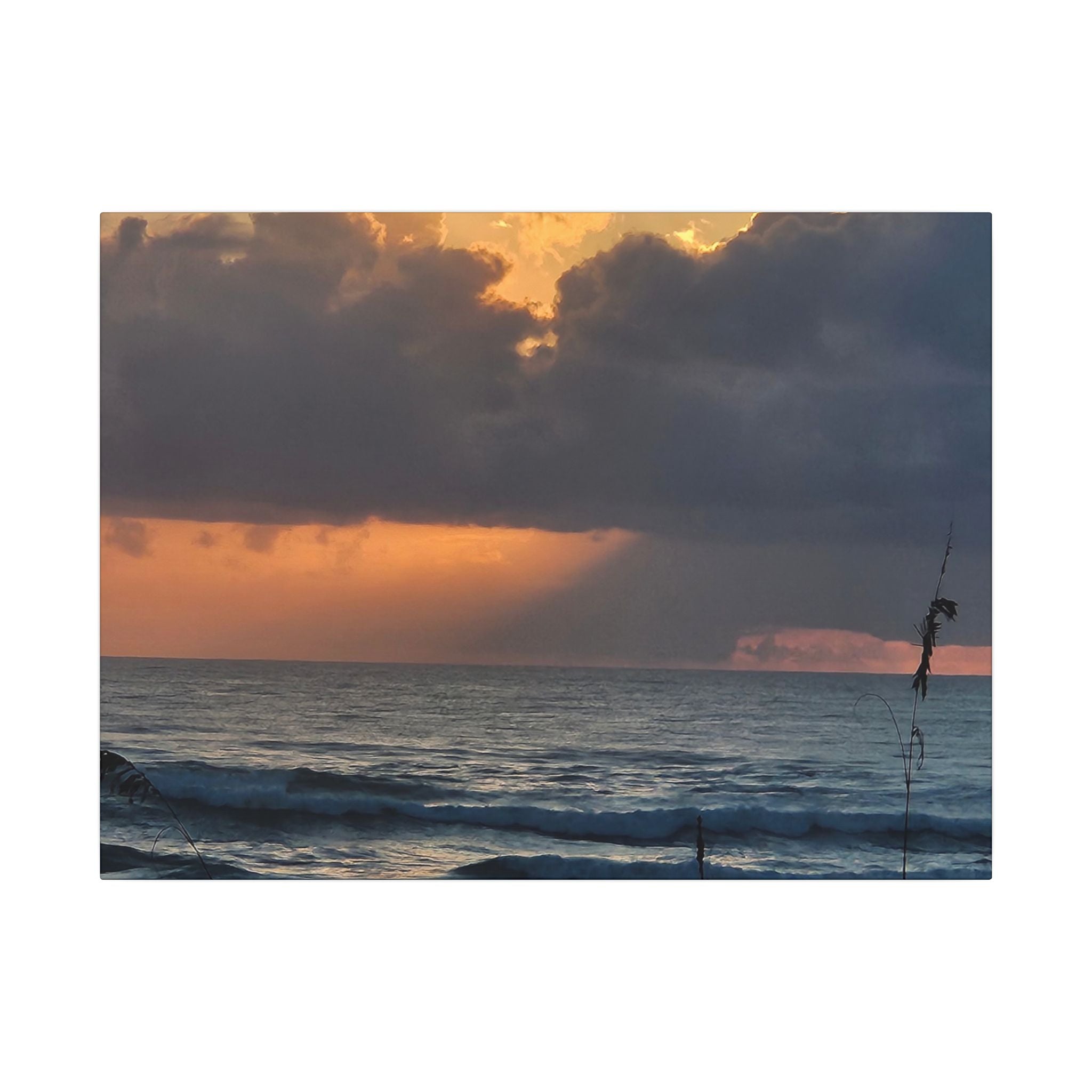Sunset Ocean Canvas Print — Dramatic Cloudscape Beach Wall Art