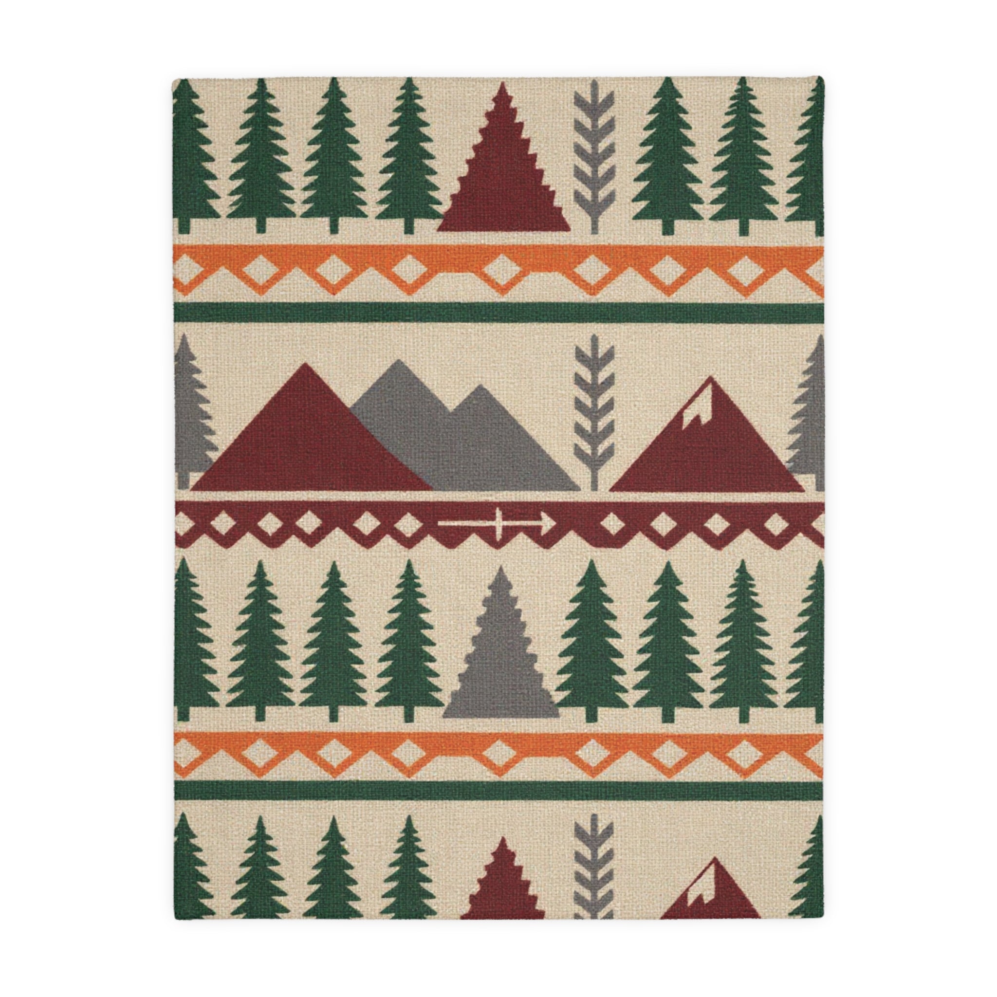 Northwood Lodge Blanket — Mountain & Pine Pattern Velveteen Throw