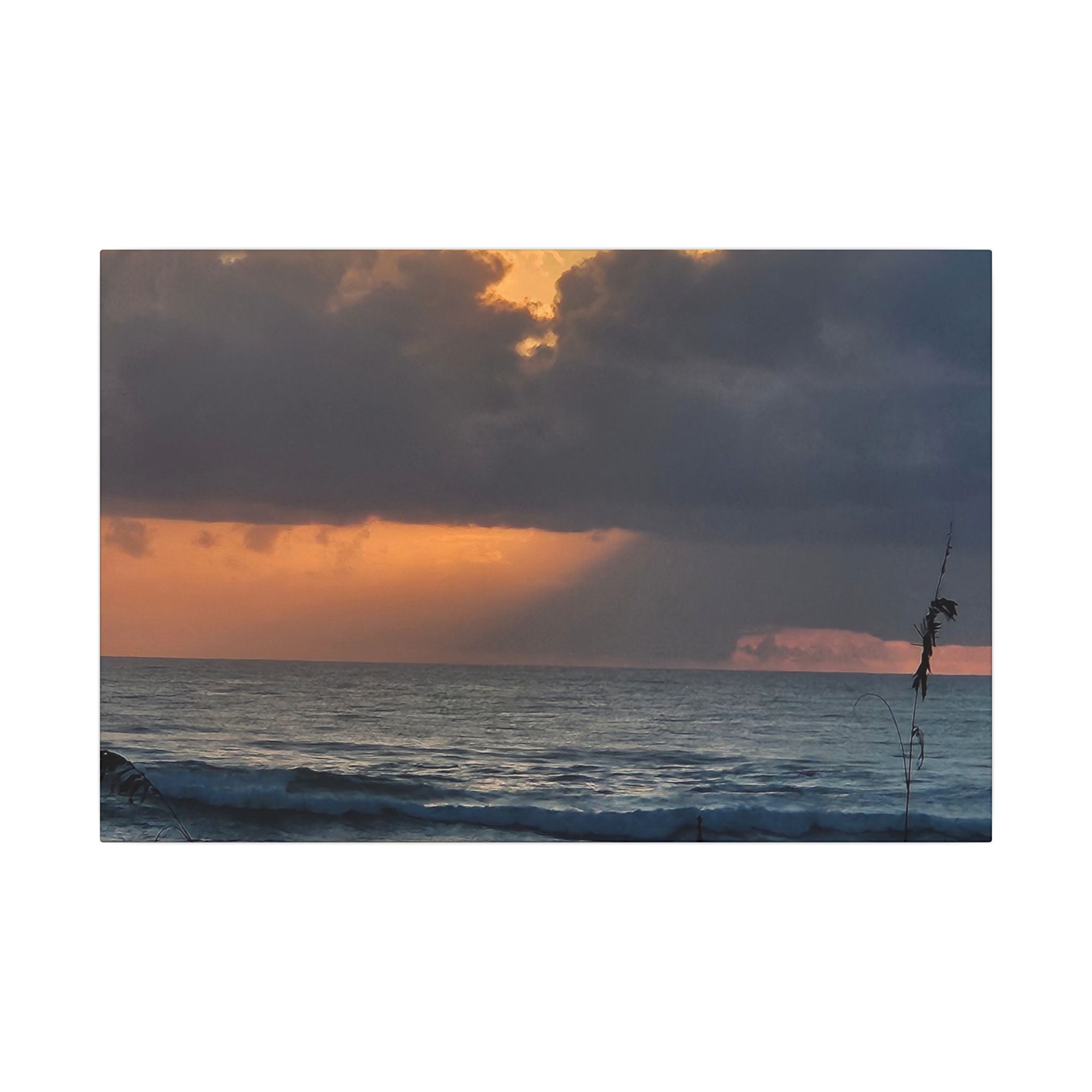 Sunset Ocean Canvas Print — Dramatic Cloudscape Beach Wall Art