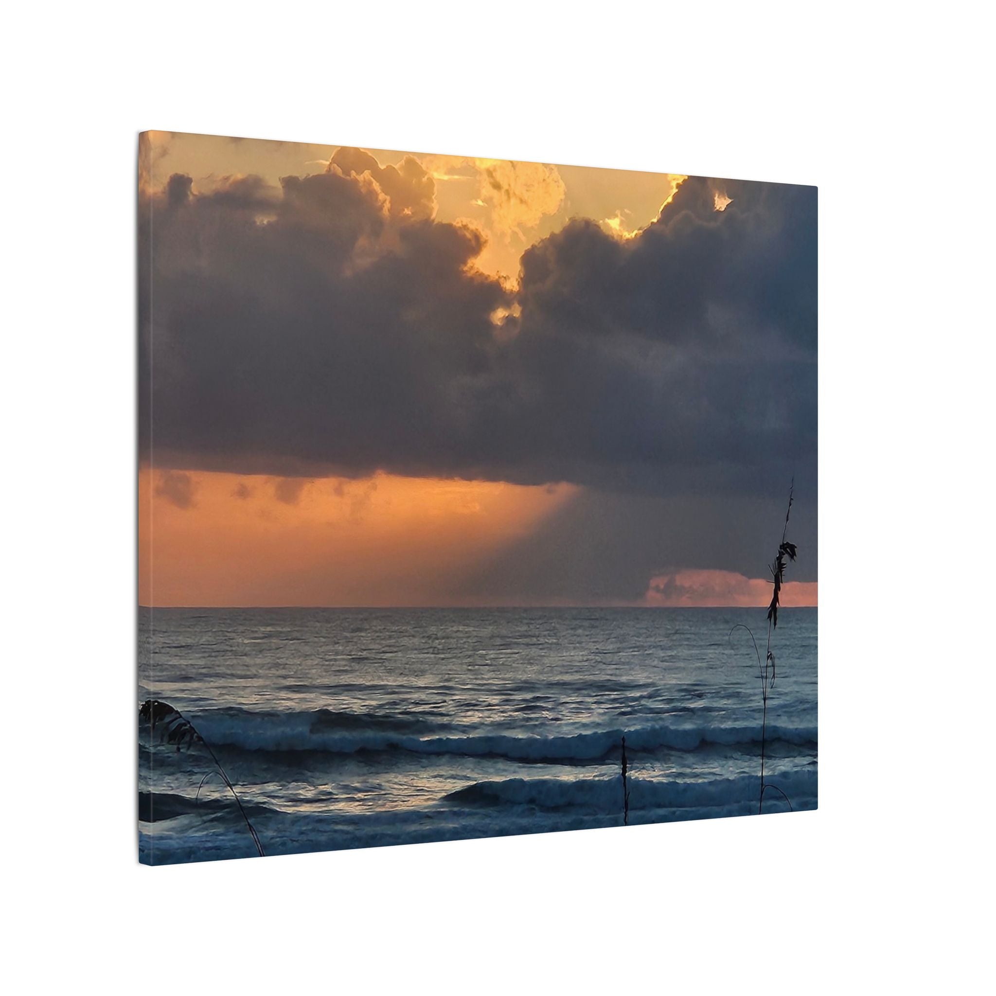 Sunset Ocean Canvas Print — Dramatic Cloudscape Beach Wall Art