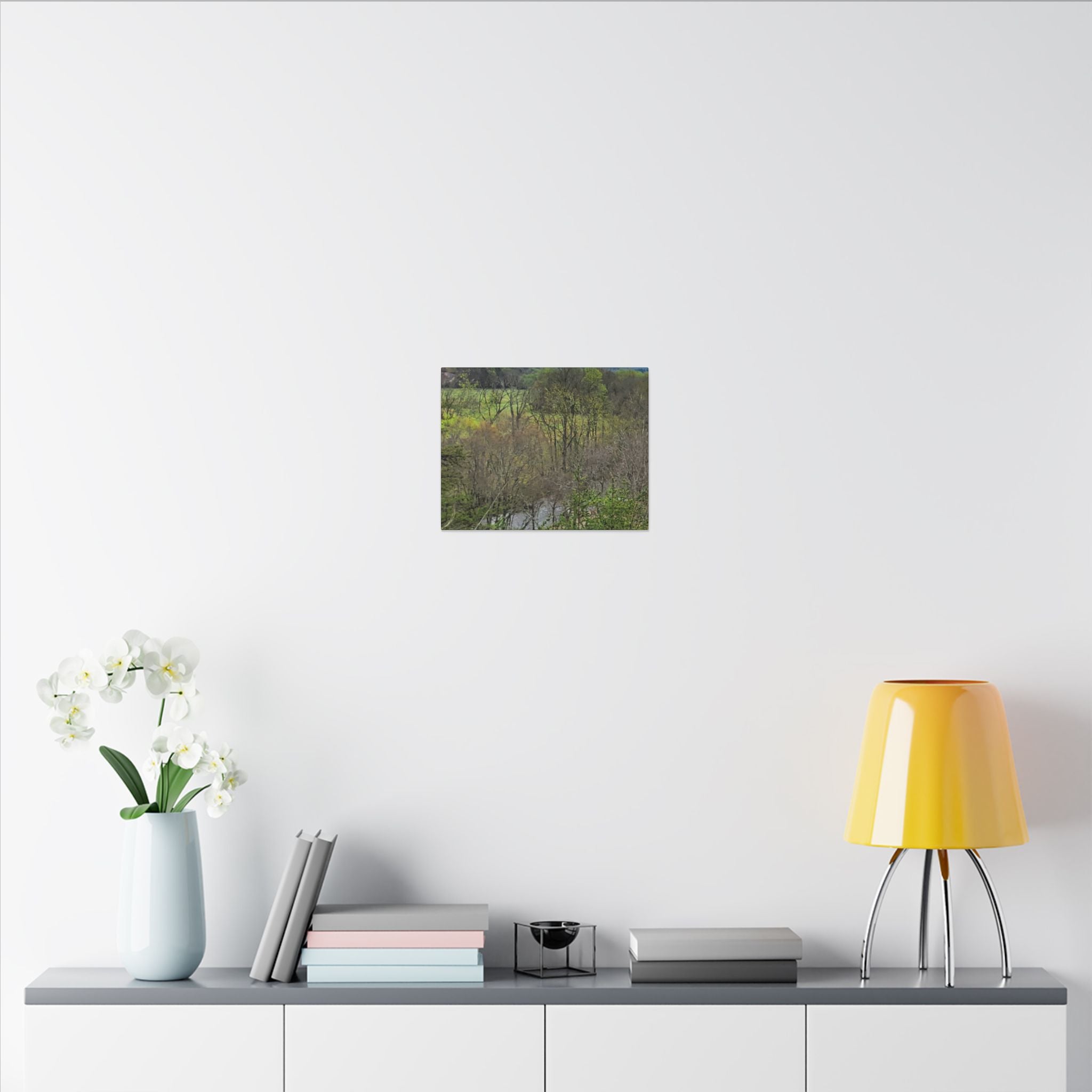 Matte Stretched Canvas Wall Art - Serene Green Woodland Landscape