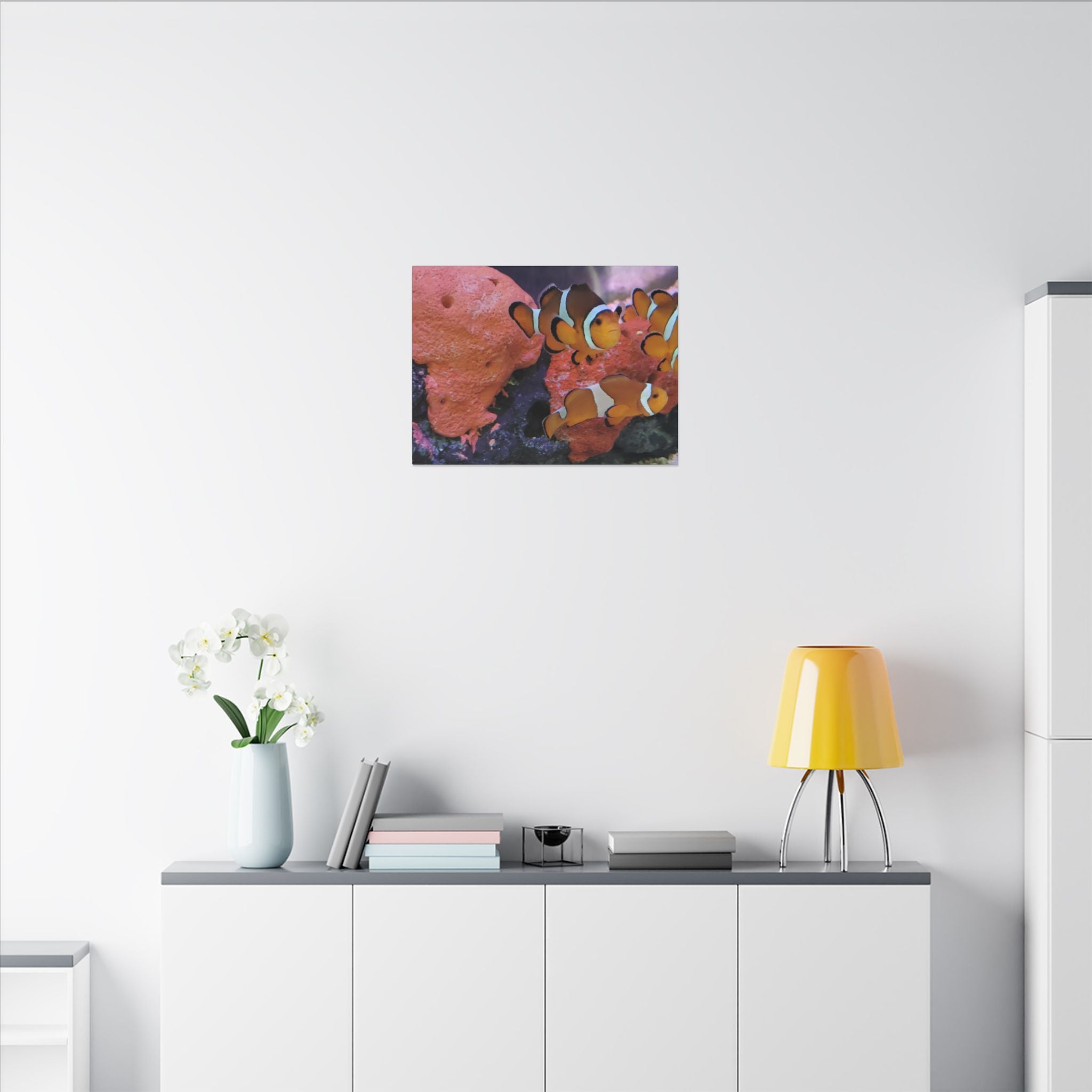 Clownfish Reef Matte Canvas Wall Art — Vibrant Ocean Photography Print