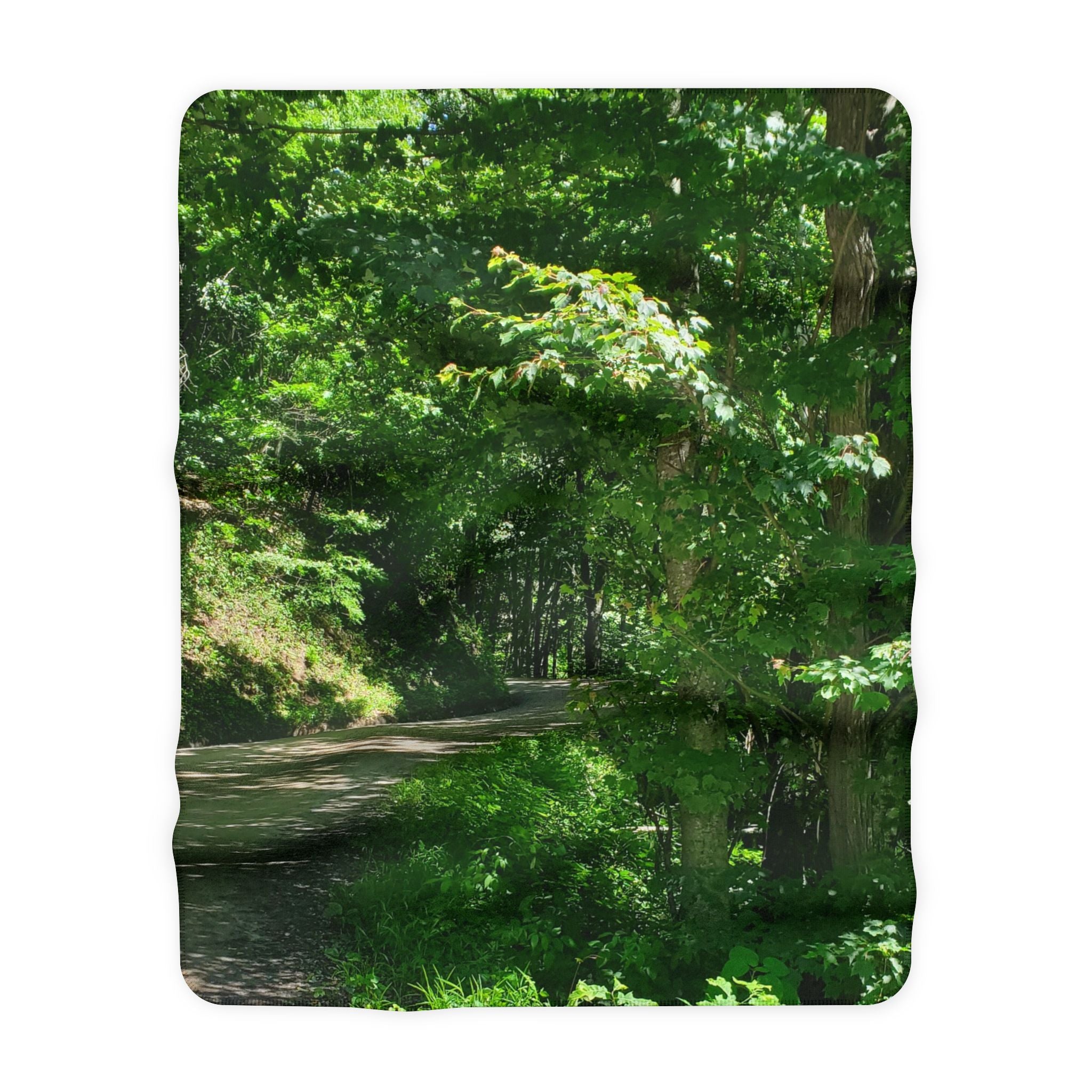 Forest Path Sherpa Blanket — Cozy Green Nature Fleece