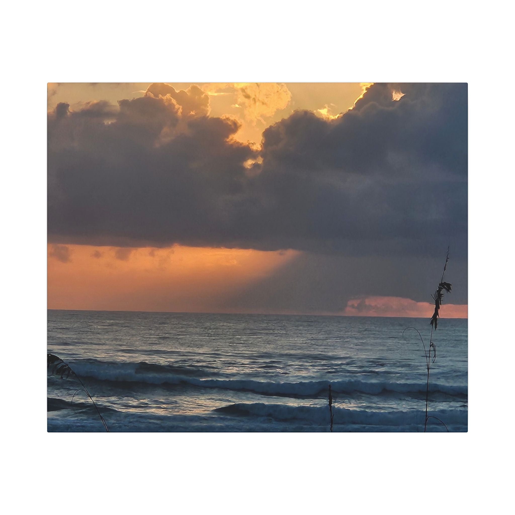 Sunset Ocean Canvas Print — Dramatic Cloudscape Beach Wall Art