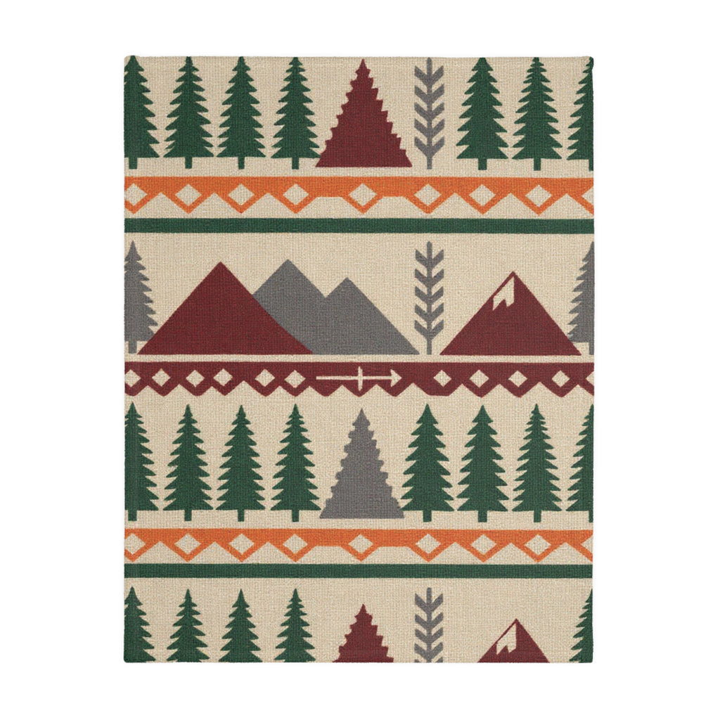 Northwood Lodge Blanket — Mountain & Pine Pattern Velveteen Throw
