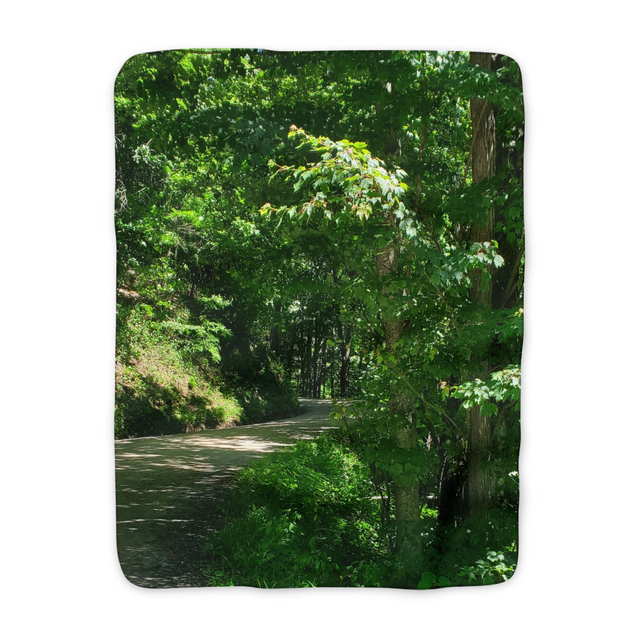 Forest Path Sherpa Blanket — Cozy Green Nature Fleece