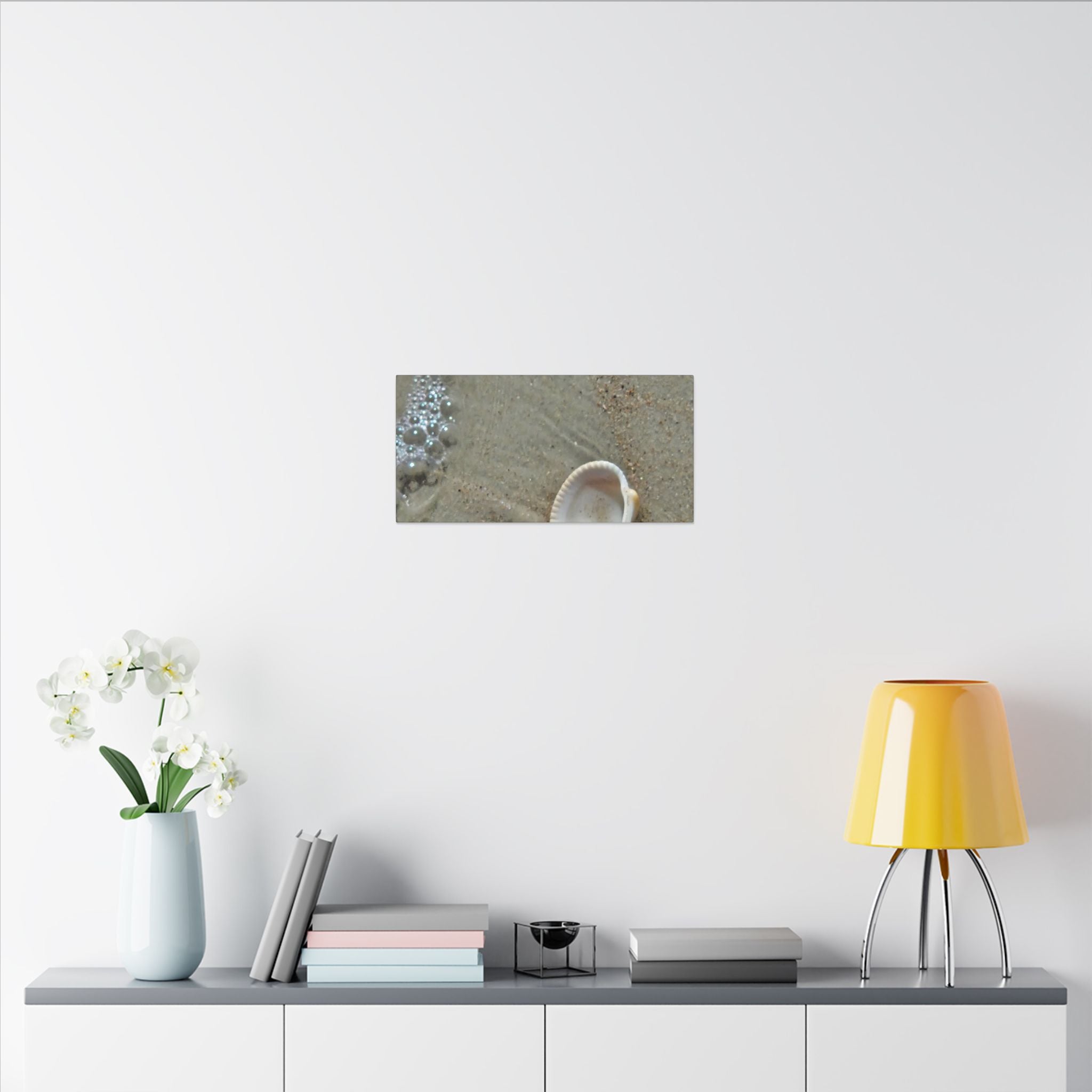 Seashell on Sand Matte Canvas Wall Art — Coastal Beach Photography Print