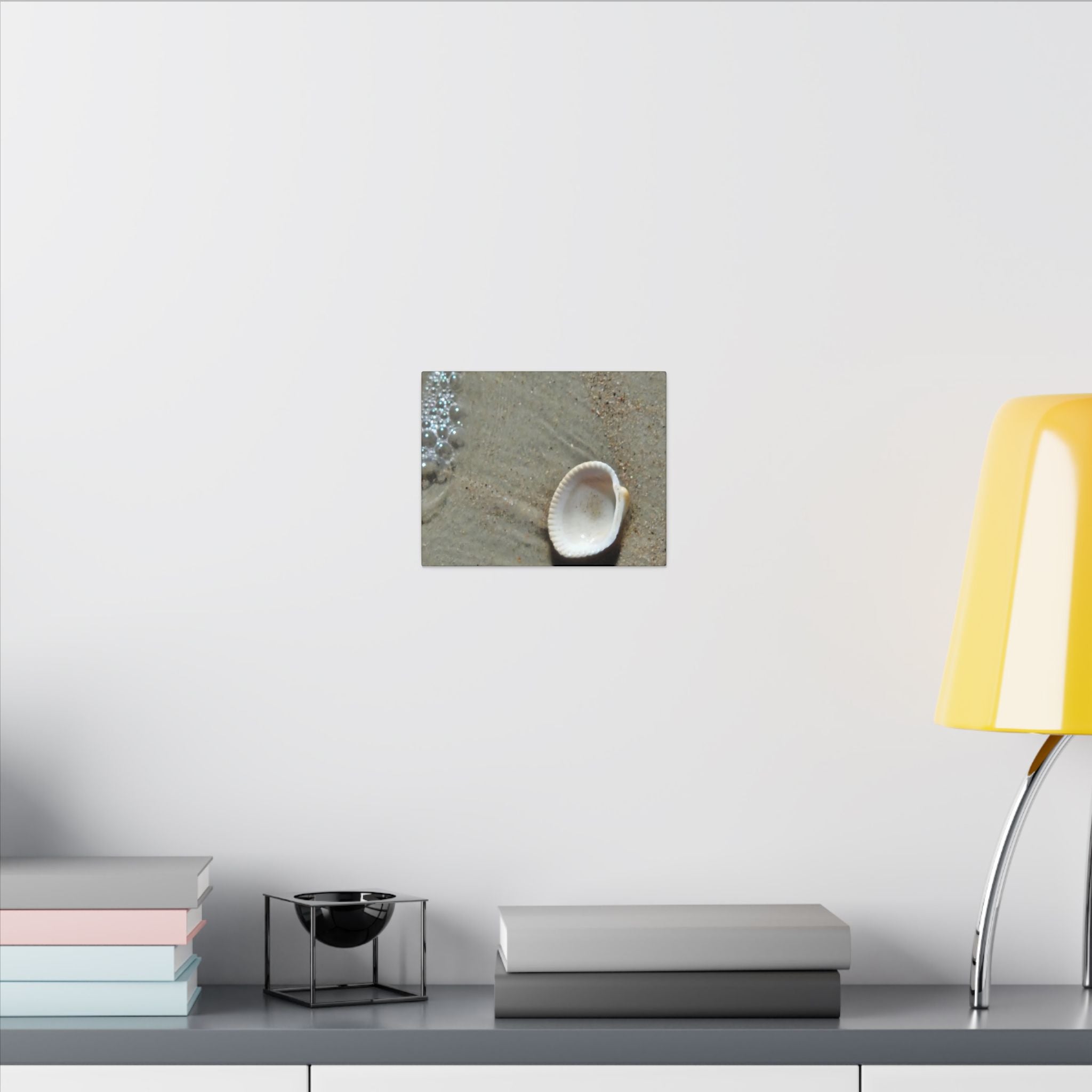 Seashell on Sand Matte Canvas Wall Art — Coastal Beach Photography Print