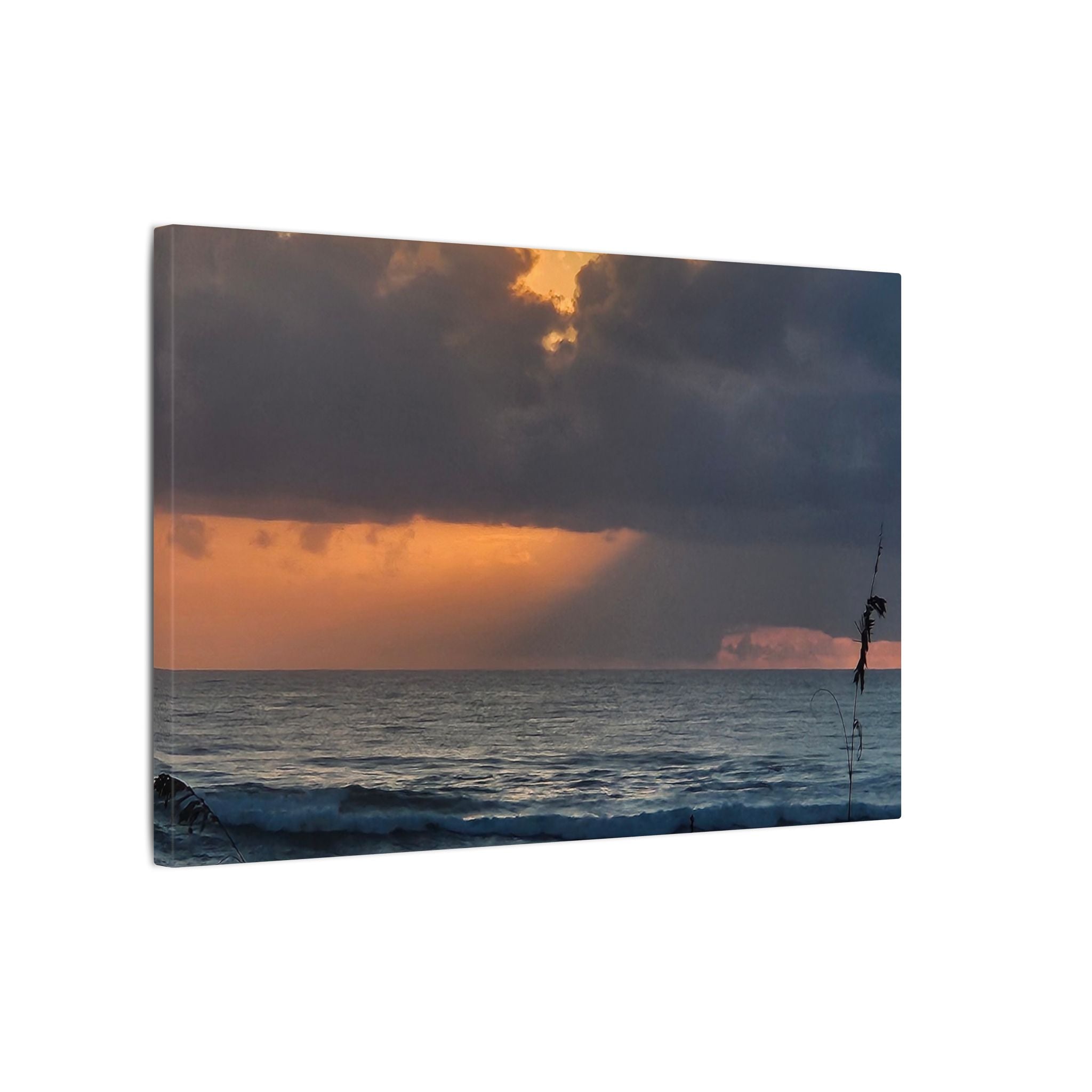 Sunset Ocean Canvas Print — Dramatic Cloudscape Beach Wall Art