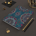 Boho Moon Mandala Hardcover Journal — Matte Teal Floral Notebook for Yoga, Meditation & Spiritual Gifts