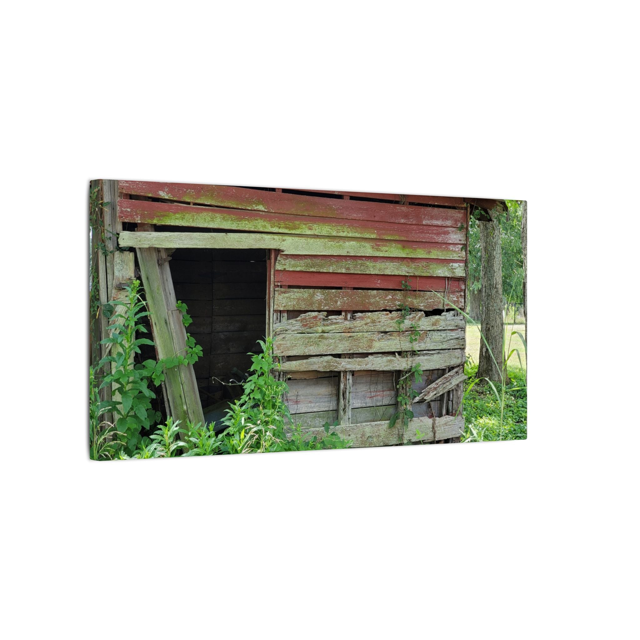 Rustic Red Barn Canvas Wall Art — Vintage Farmhouse Photography Print