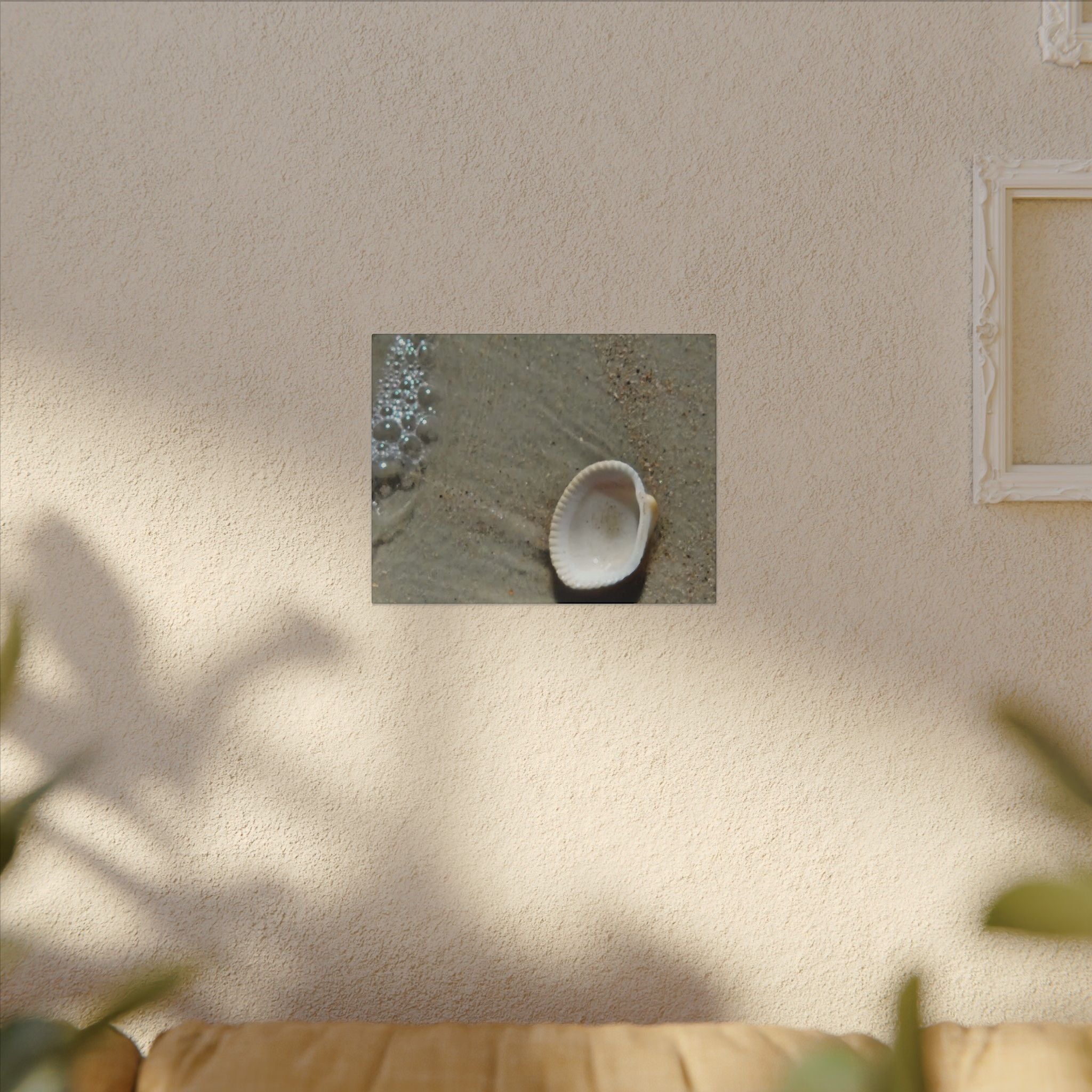 Seashell on Sand Matte Canvas Wall Art — Coastal Beach Photography Print