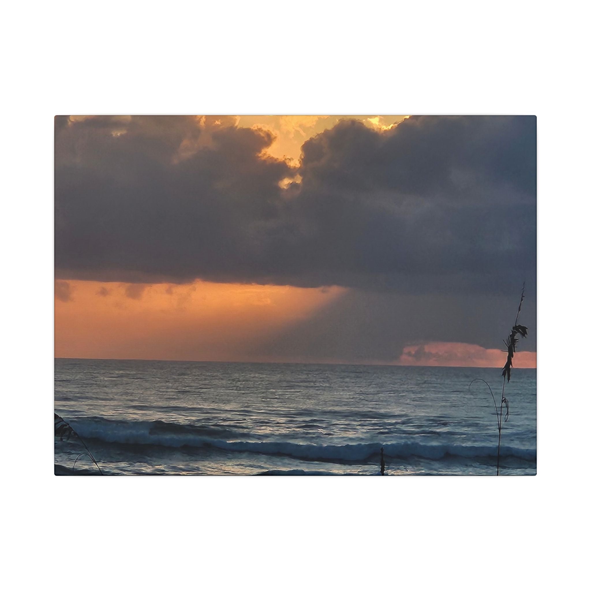 Sunset Ocean Canvas Print — Dramatic Cloudscape Beach Wall Art