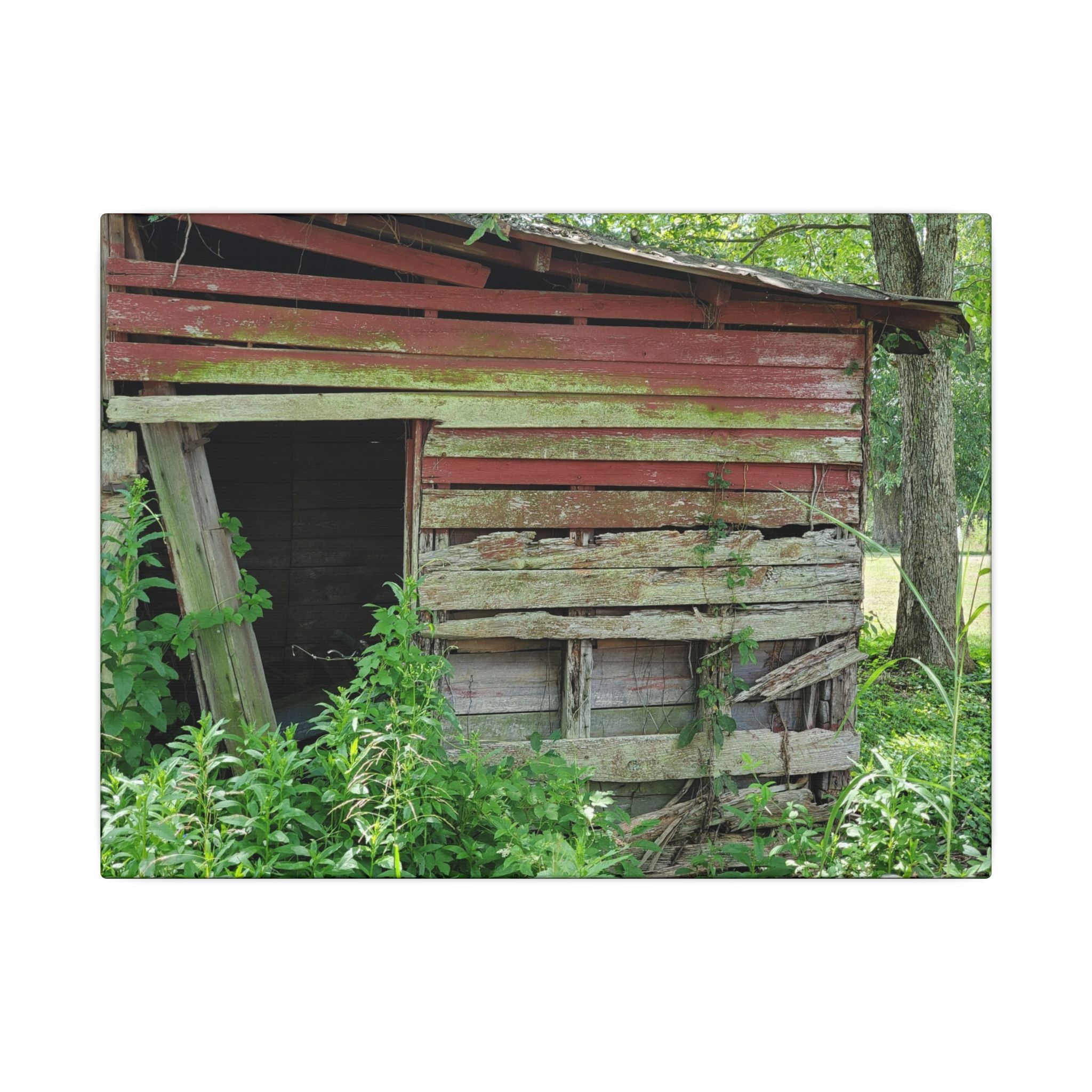 Rustic Red Barn Canvas Wall Art — Vintage Farmhouse Photography Print