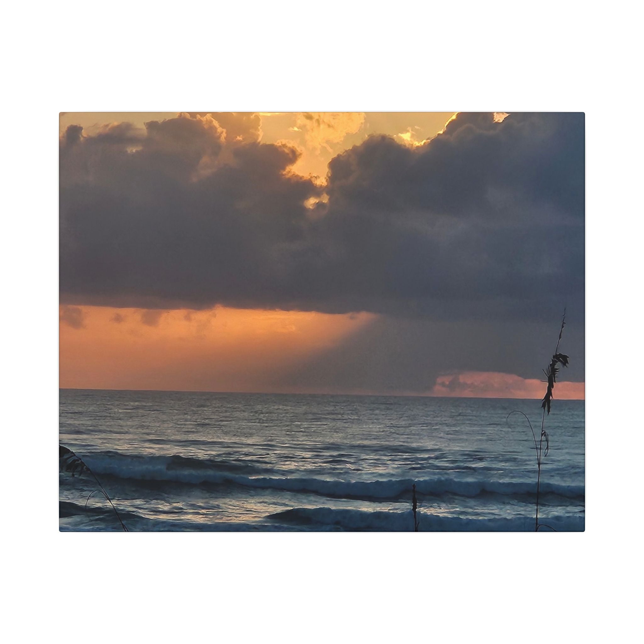 Sunset Ocean Canvas Print — Dramatic Cloudscape Beach Wall Art