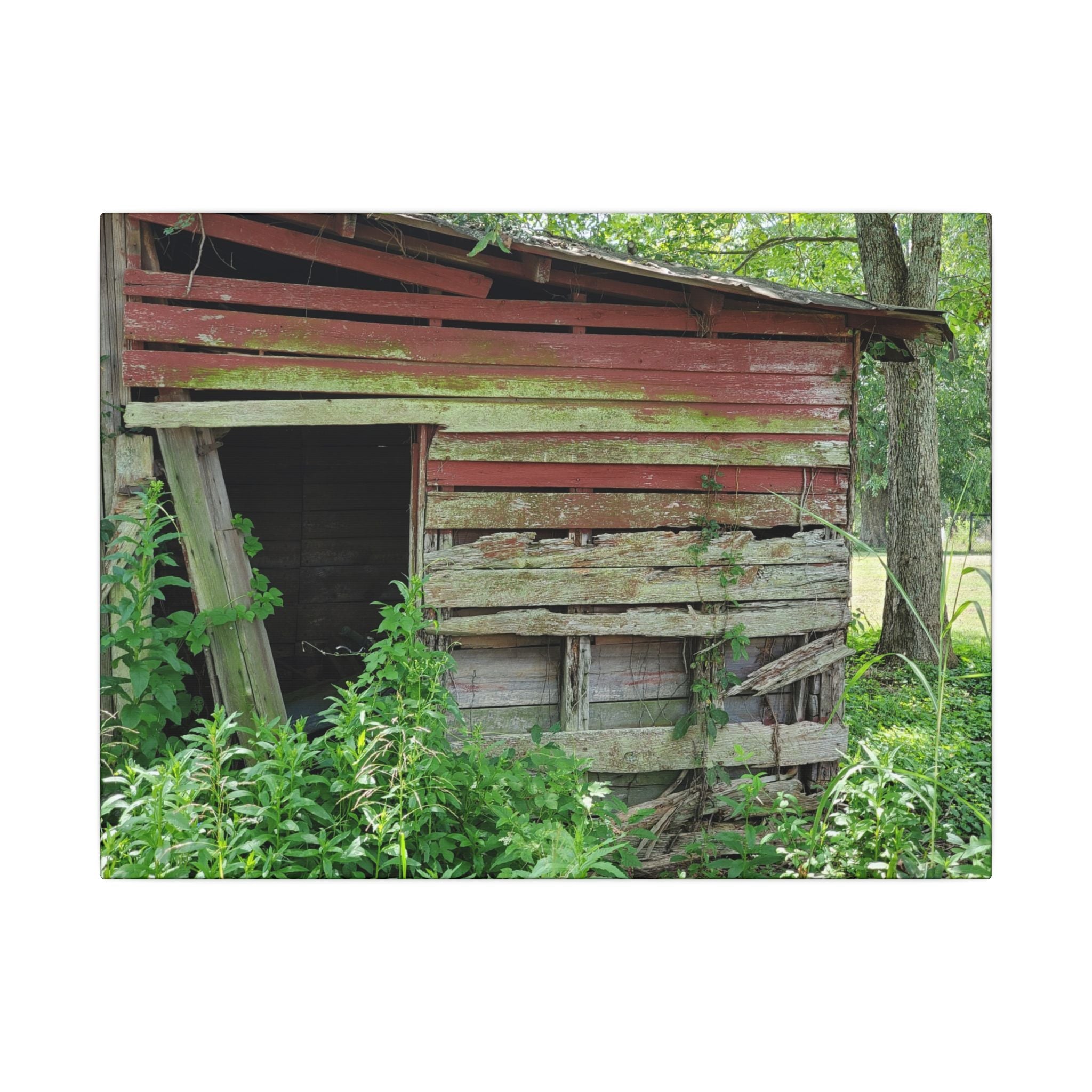Rustic Red Barn Canvas Wall Art — Vintage Farmhouse Photography Print