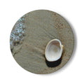 Seashell on Sand Ceramic Coaster — Beach Shoreline Drink Coaster