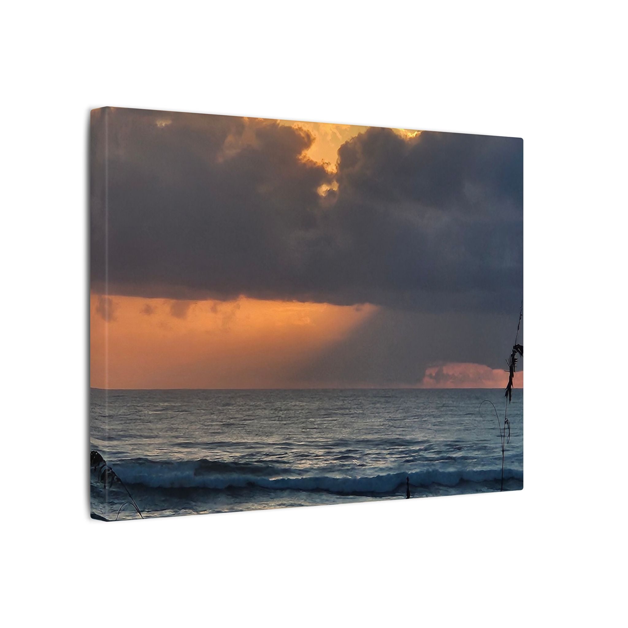 Sunset Ocean Canvas Print — Dramatic Cloudscape Beach Wall Art