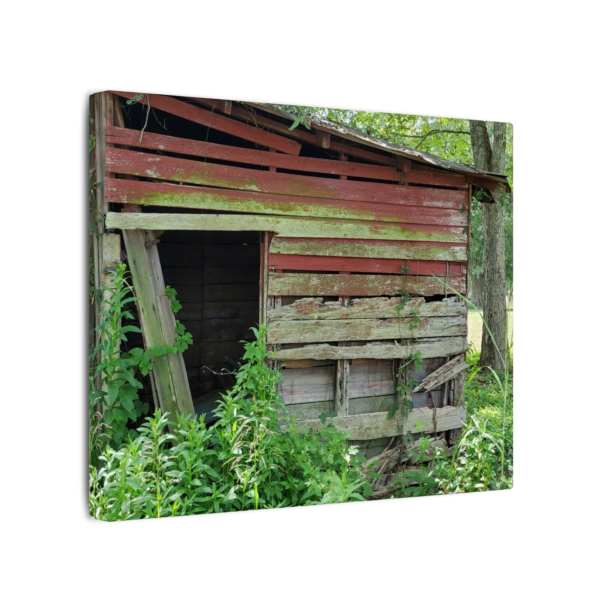 Rustic Red Barn Canvas Wall Art — Vintage Farmhouse Photography Print