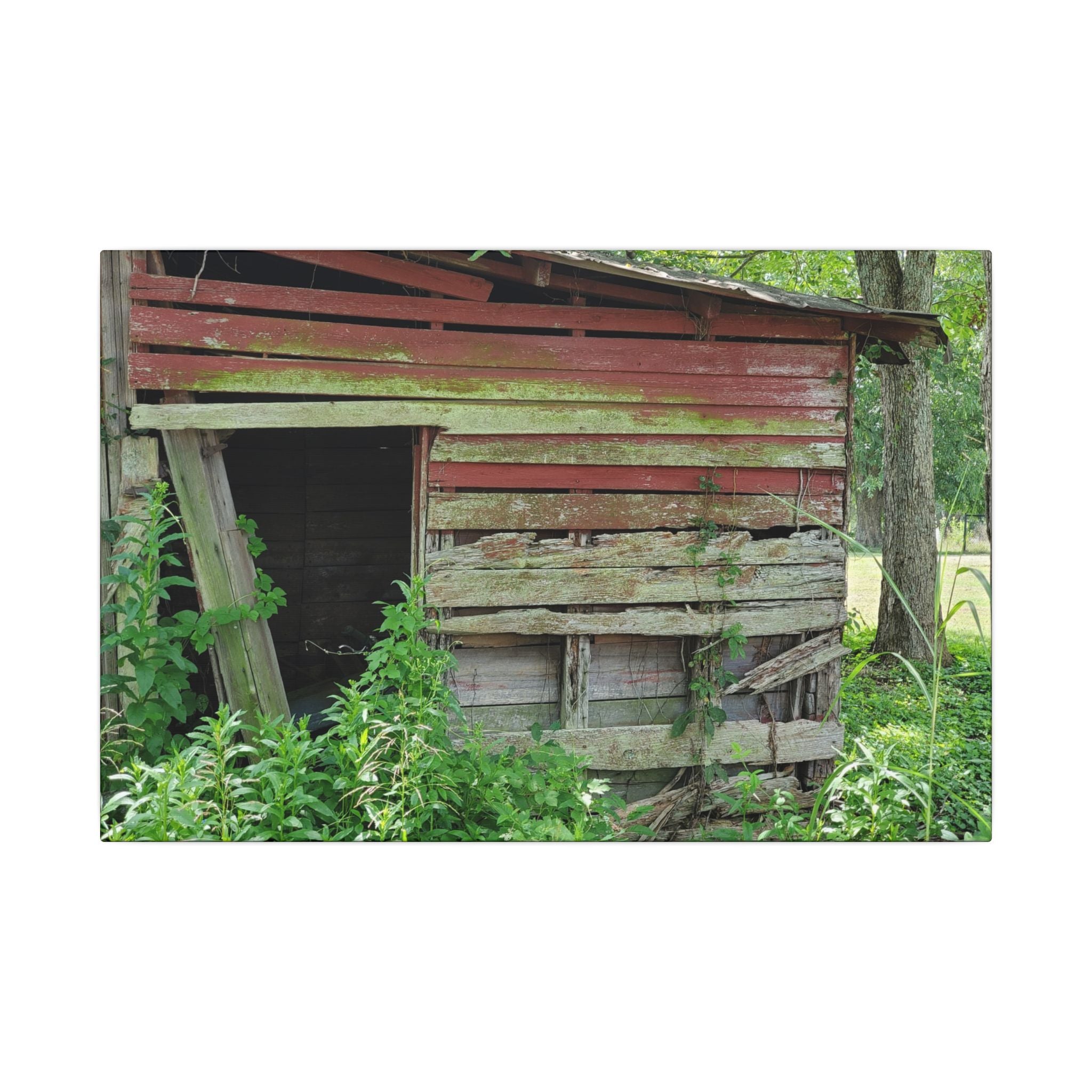 Rustic Red Barn Canvas Wall Art — Vintage Farmhouse Photography Print