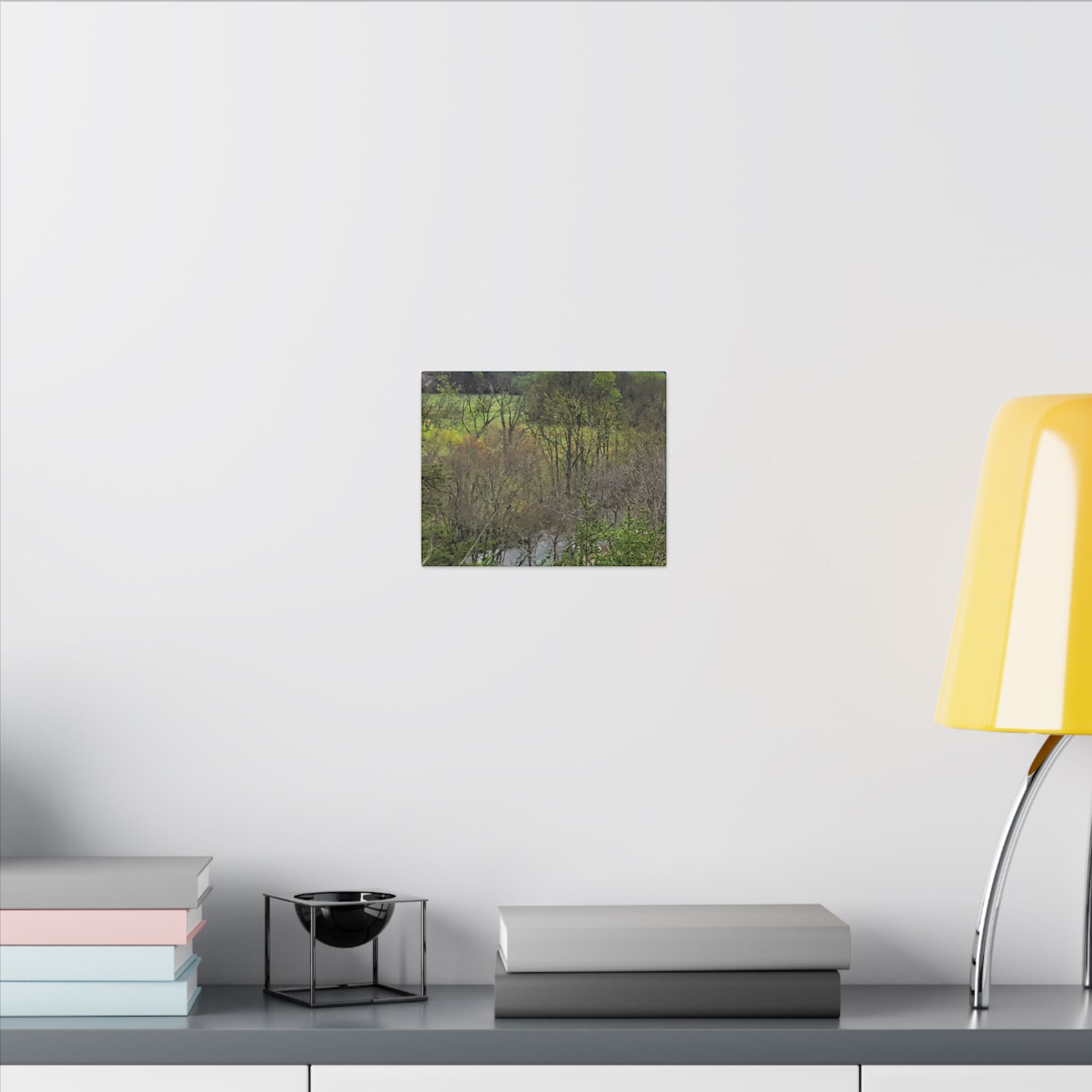 Matte Stretched Canvas Wall Art - Serene Green Woodland Landscape