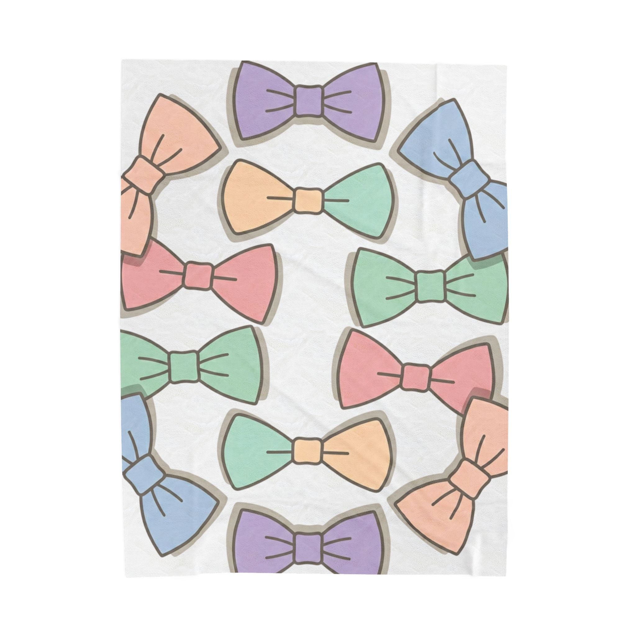 Pastel Bow Pattern Velveteen Plush Blanket — Soft Decorative Throw for Kids & Nursery