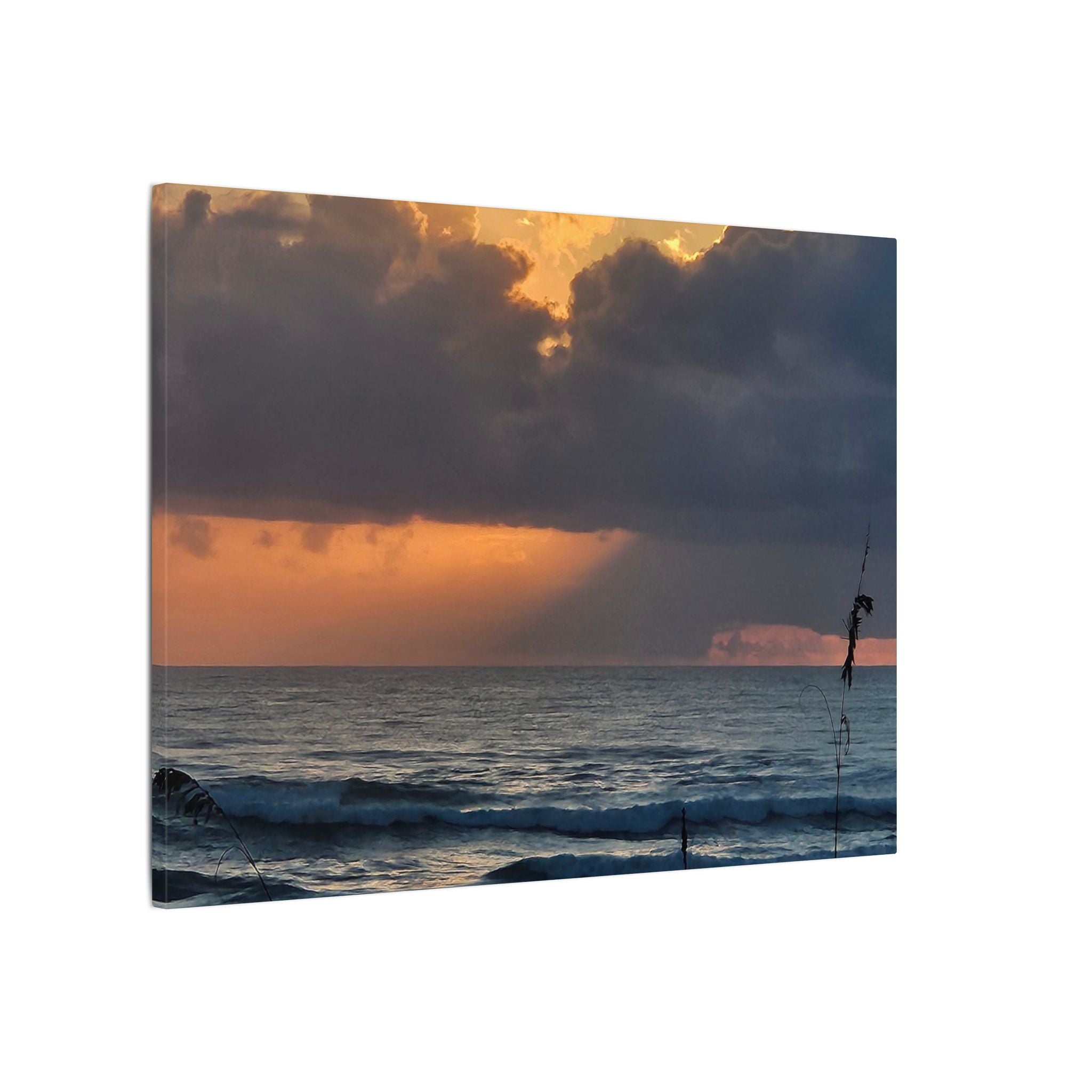 Sunset Ocean Canvas Print — Dramatic Cloudscape Beach Wall Art