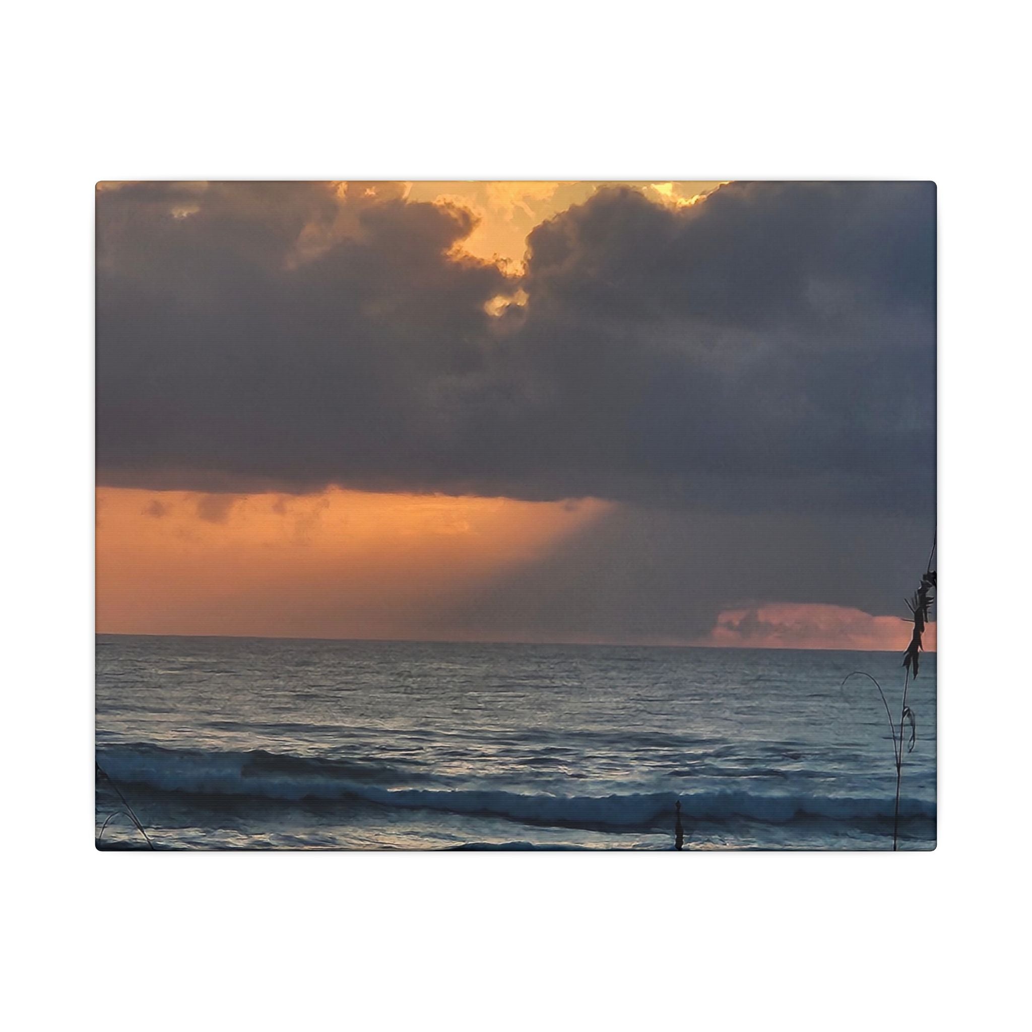 Sunset Ocean Canvas Print — Dramatic Cloudscape Beach Wall Art