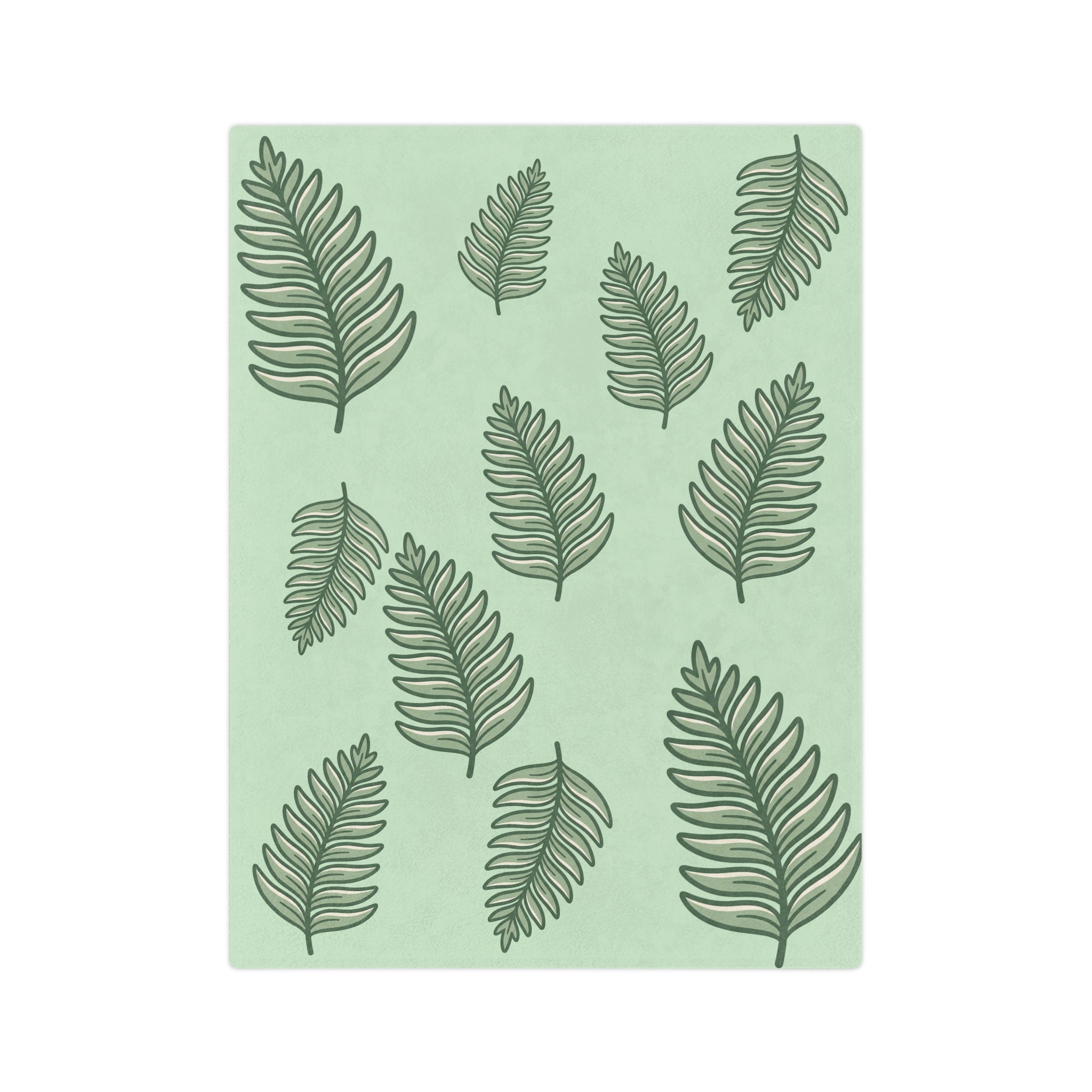 Velveteen Microfiber Blanket — Sage Green Tropical Fern Throw