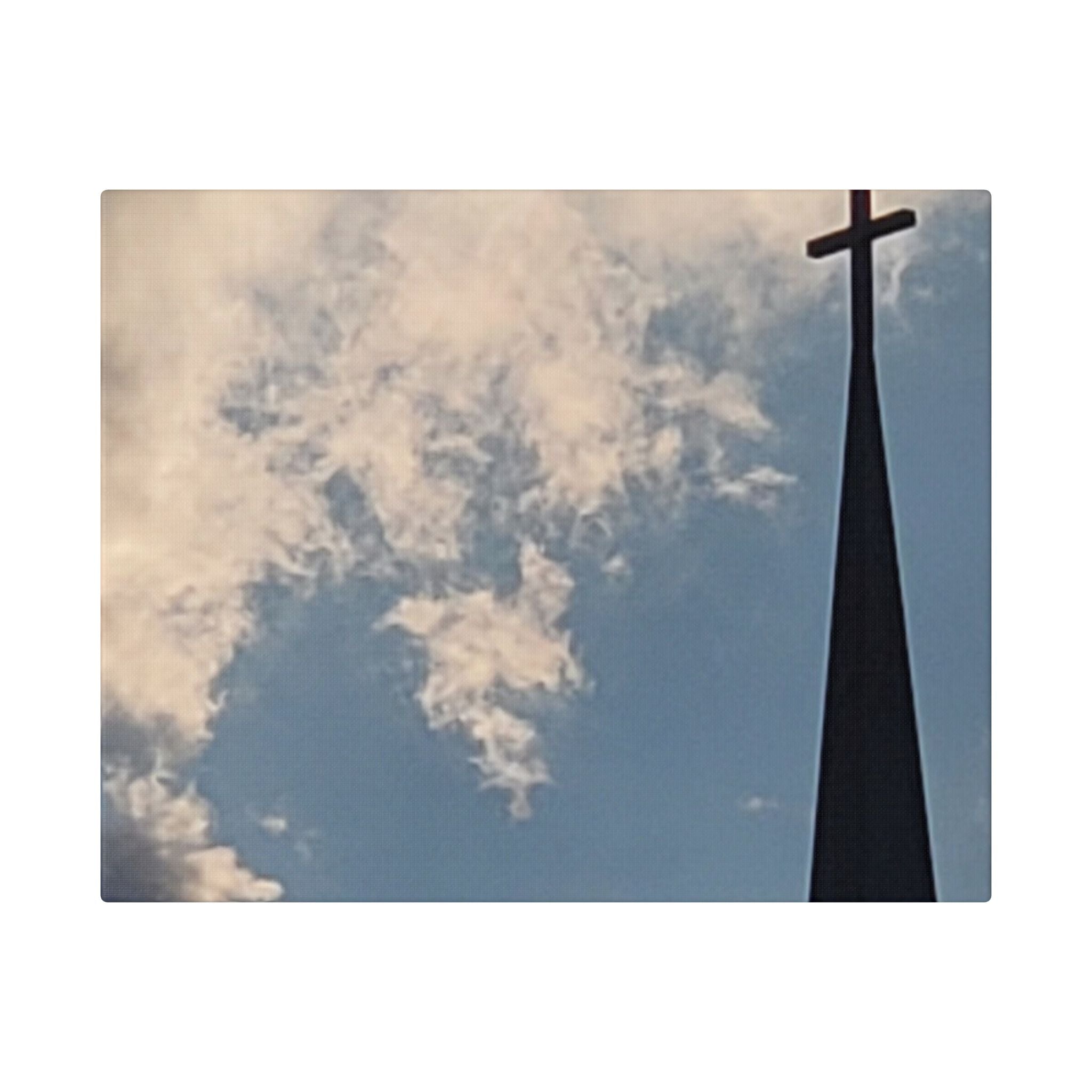 Church Cross Canvas Print — Faith Wall Art, Sky & Cloud Spiritual Home Decor