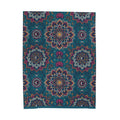 Velveteen Plush Blanket — Boho Teal Mandala Throw, Soft Cozy Decorative Bed & Sofa Blanket