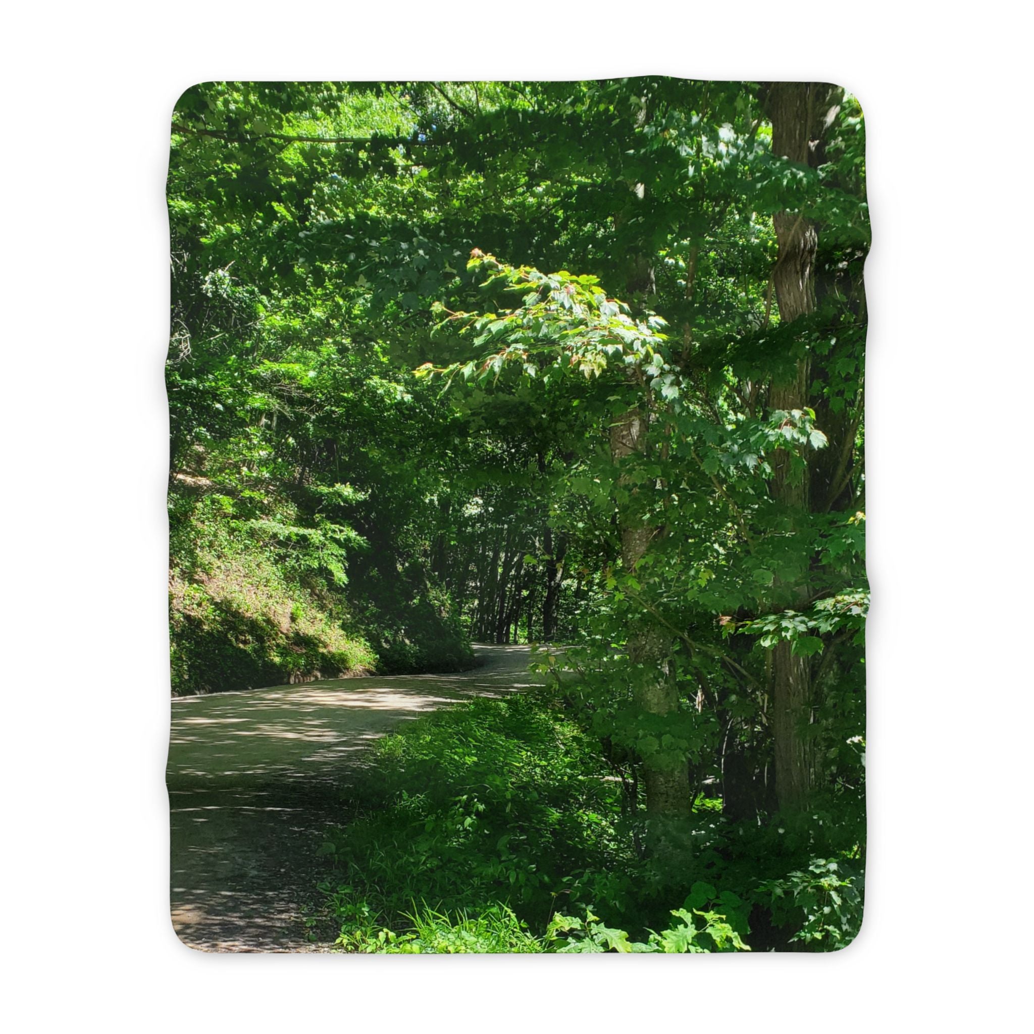 Forest Path Sherpa Blanket — Cozy Green Nature Fleece