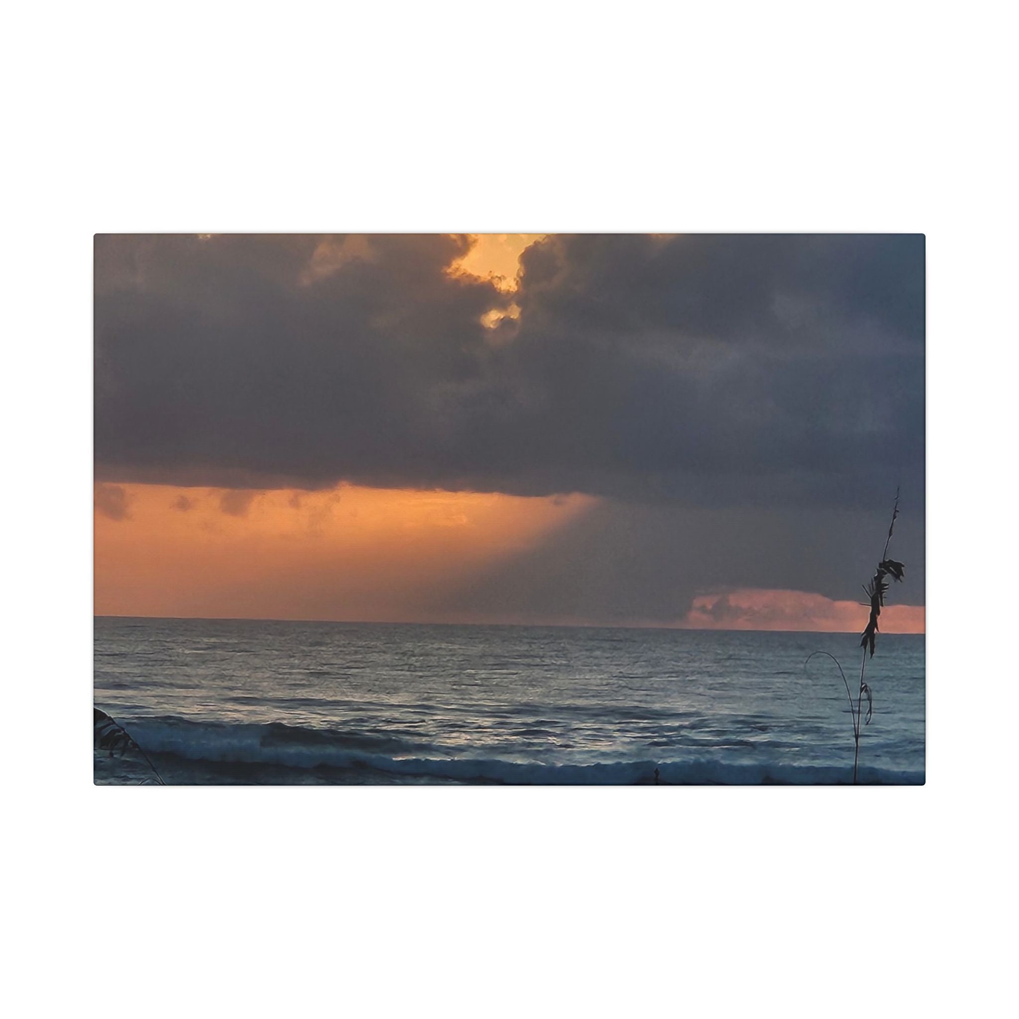 Sunset Ocean Canvas Print — Dramatic Cloudscape Beach Wall Art