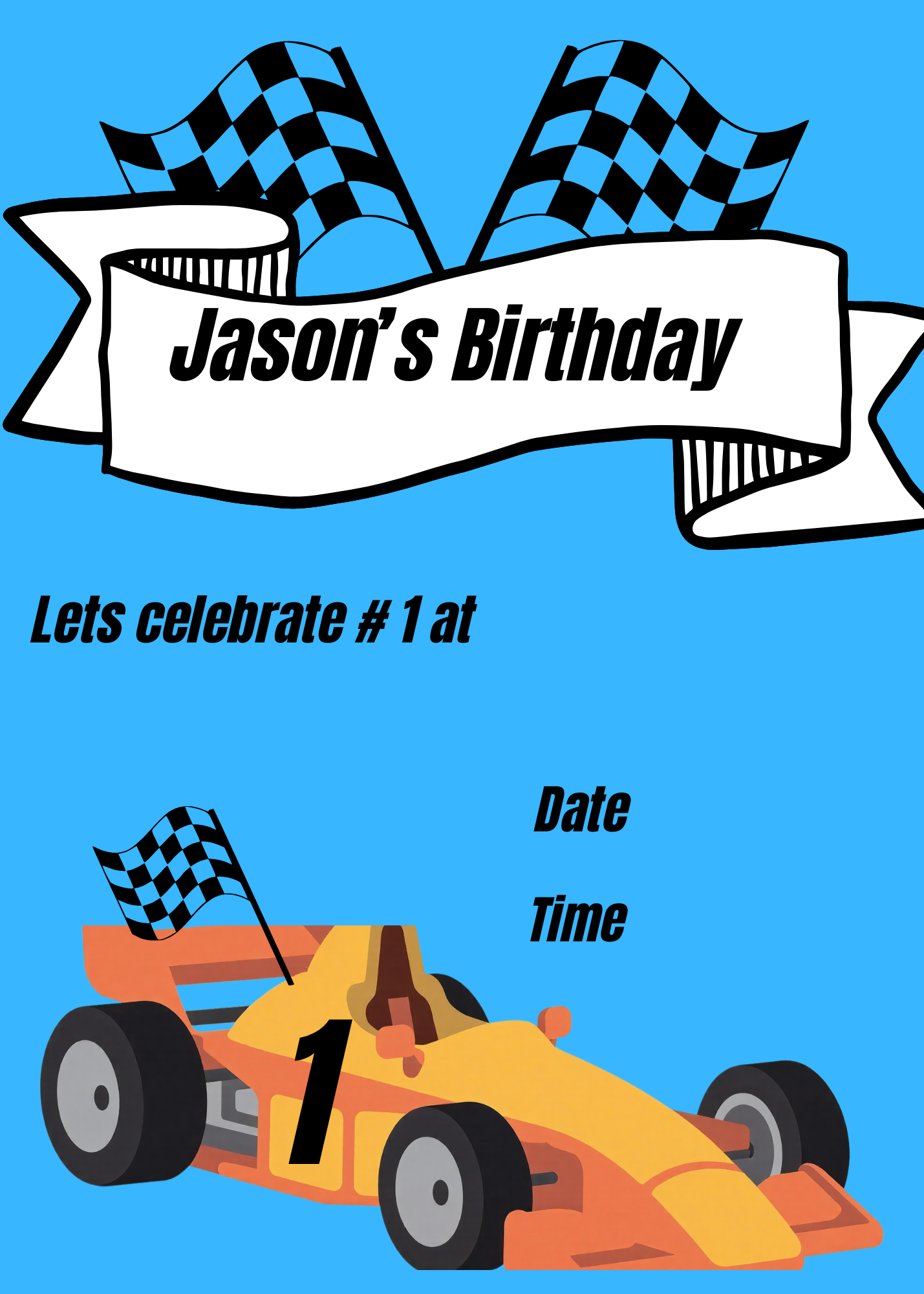 Digital product 1st Birthday race car