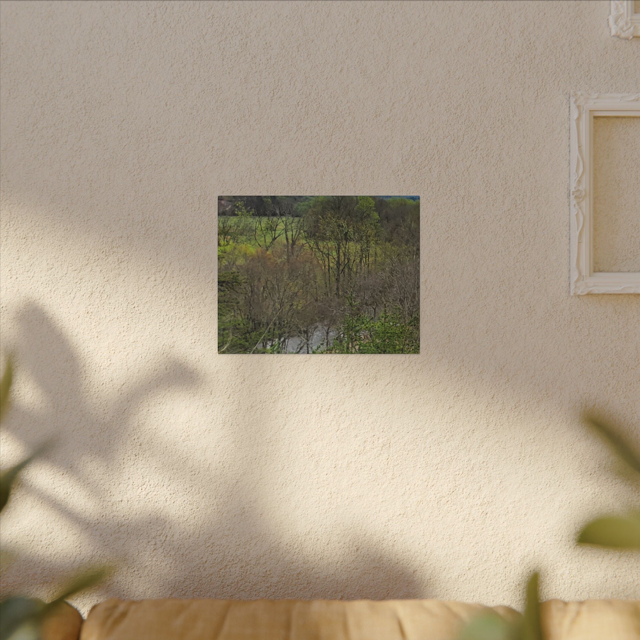 Matte Stretched Canvas Wall Art - Serene Green Woodland Landscape