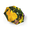 Foldable Umbrella — Bright Yellow & Purple Floral Print, Semi‑Automatic Travel Umbrella