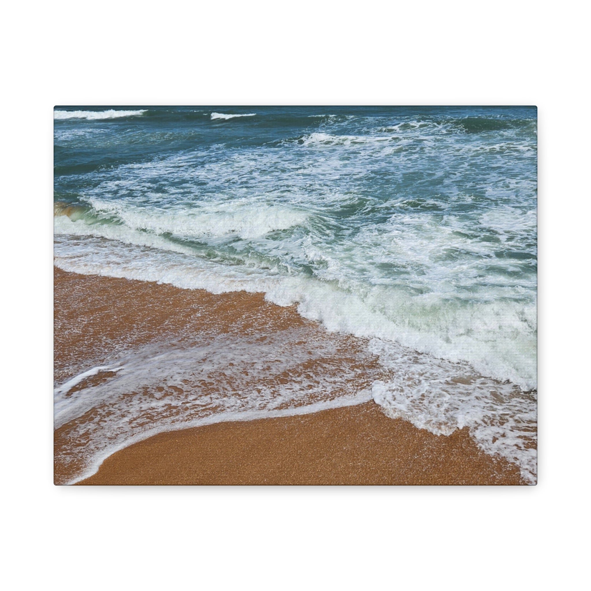 Coastal Waves Beach Canvas Print — Matte Stretched Ocean Wall Art
