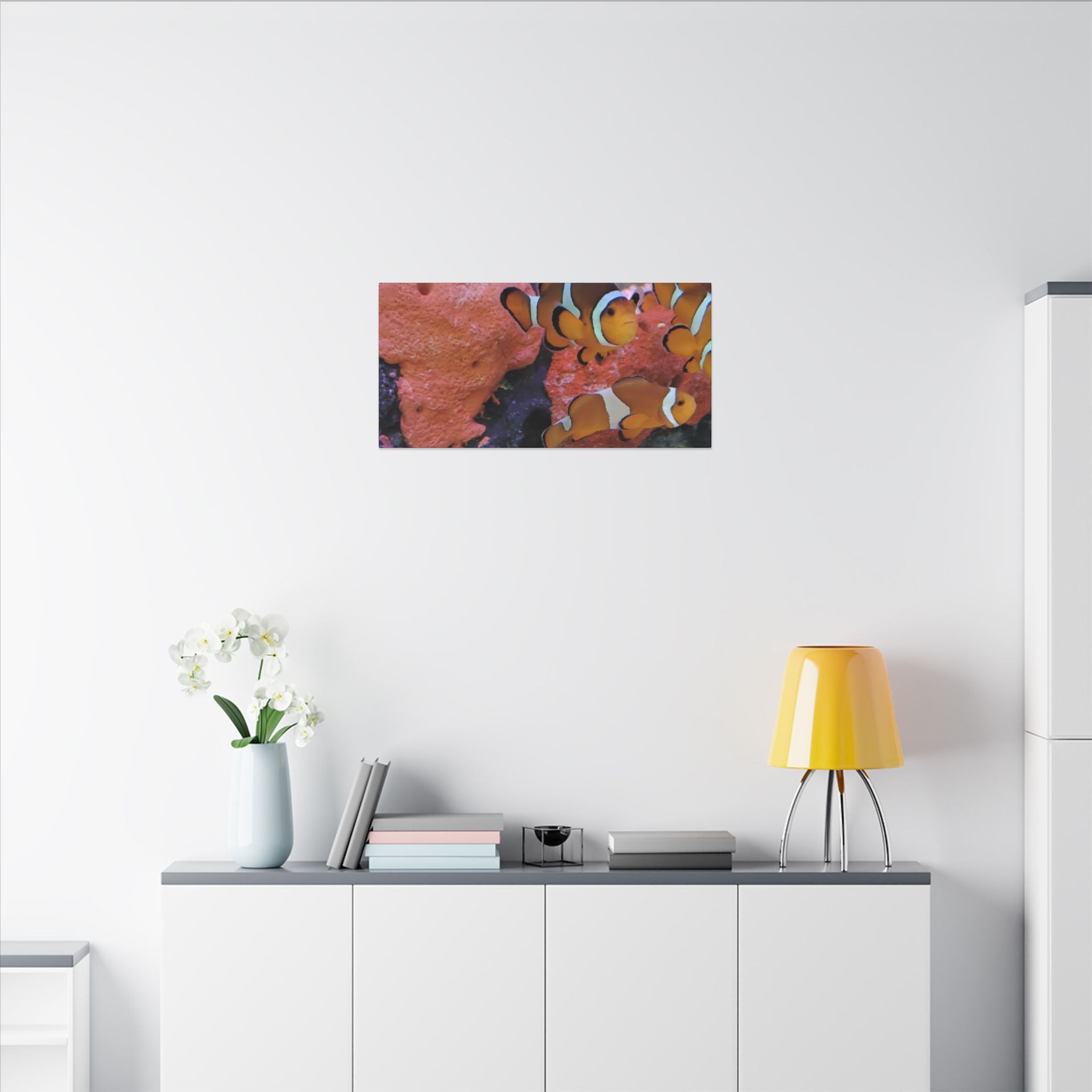 Clownfish Reef Matte Canvas Wall Art — Vibrant Ocean Photography Print