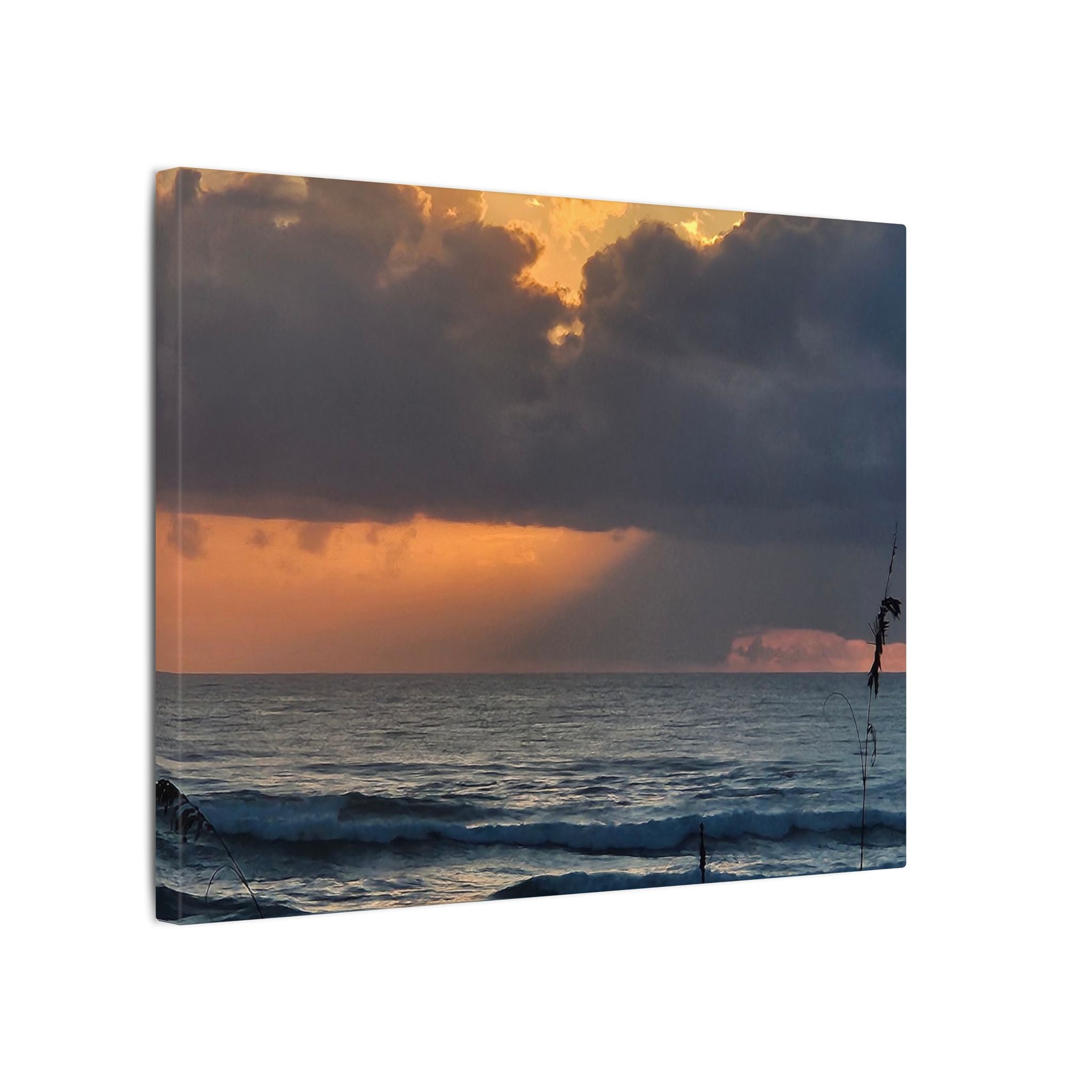 Sunset Ocean Canvas Print — Dramatic Cloudscape Beach Wall Art