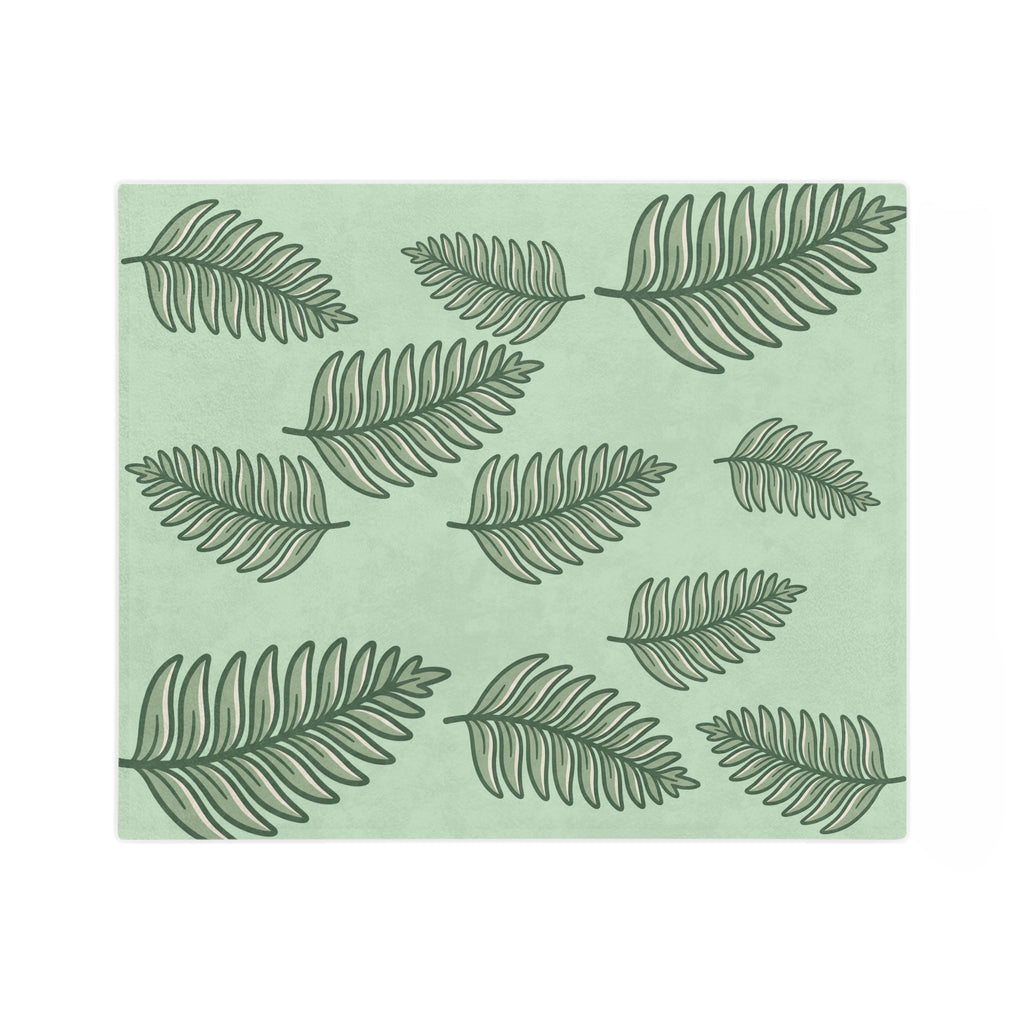 Velveteen Microfiber Blanket — Sage Green Tropical Fern Throw