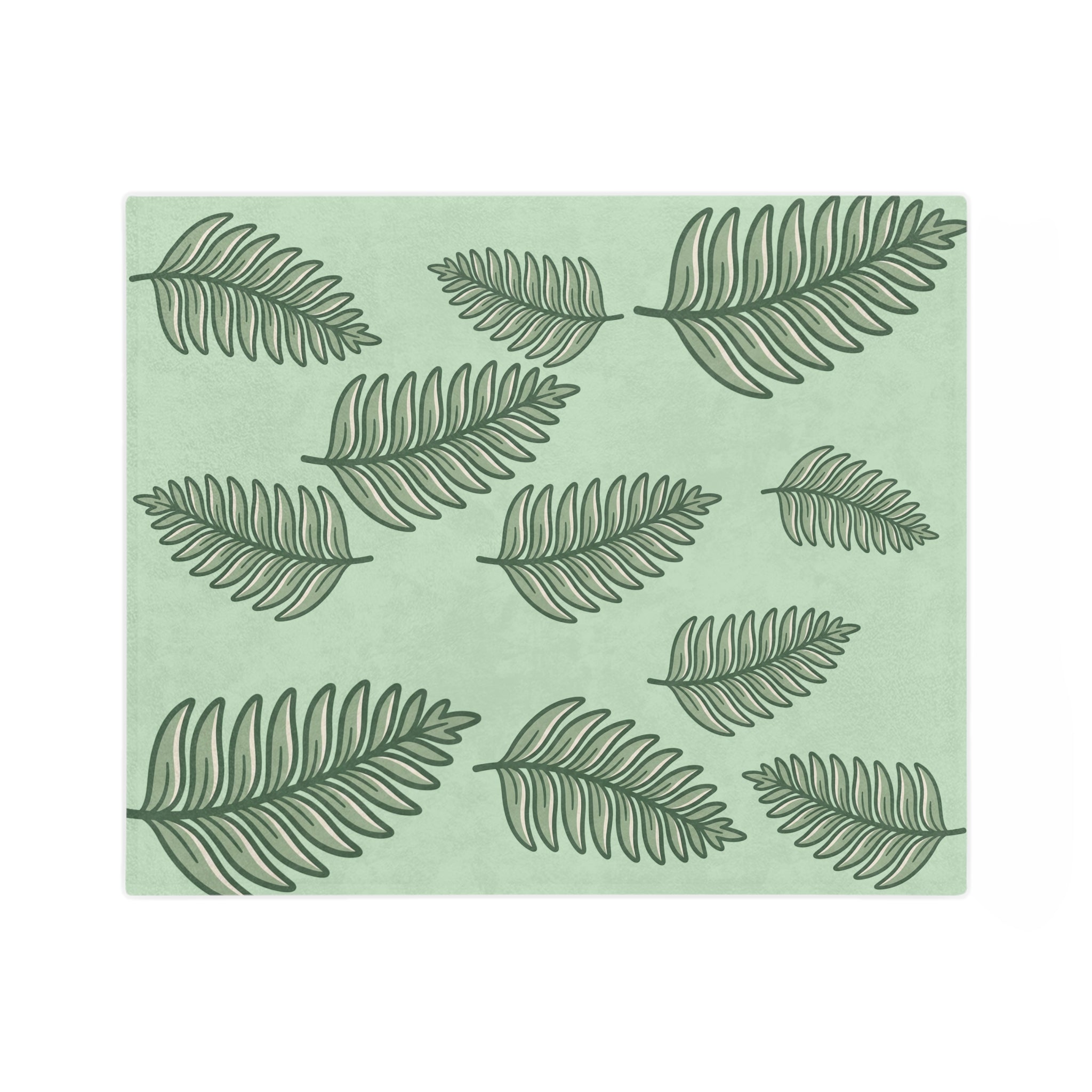 Velveteen Microfiber Blanket — Sage Green Tropical Fern Throw