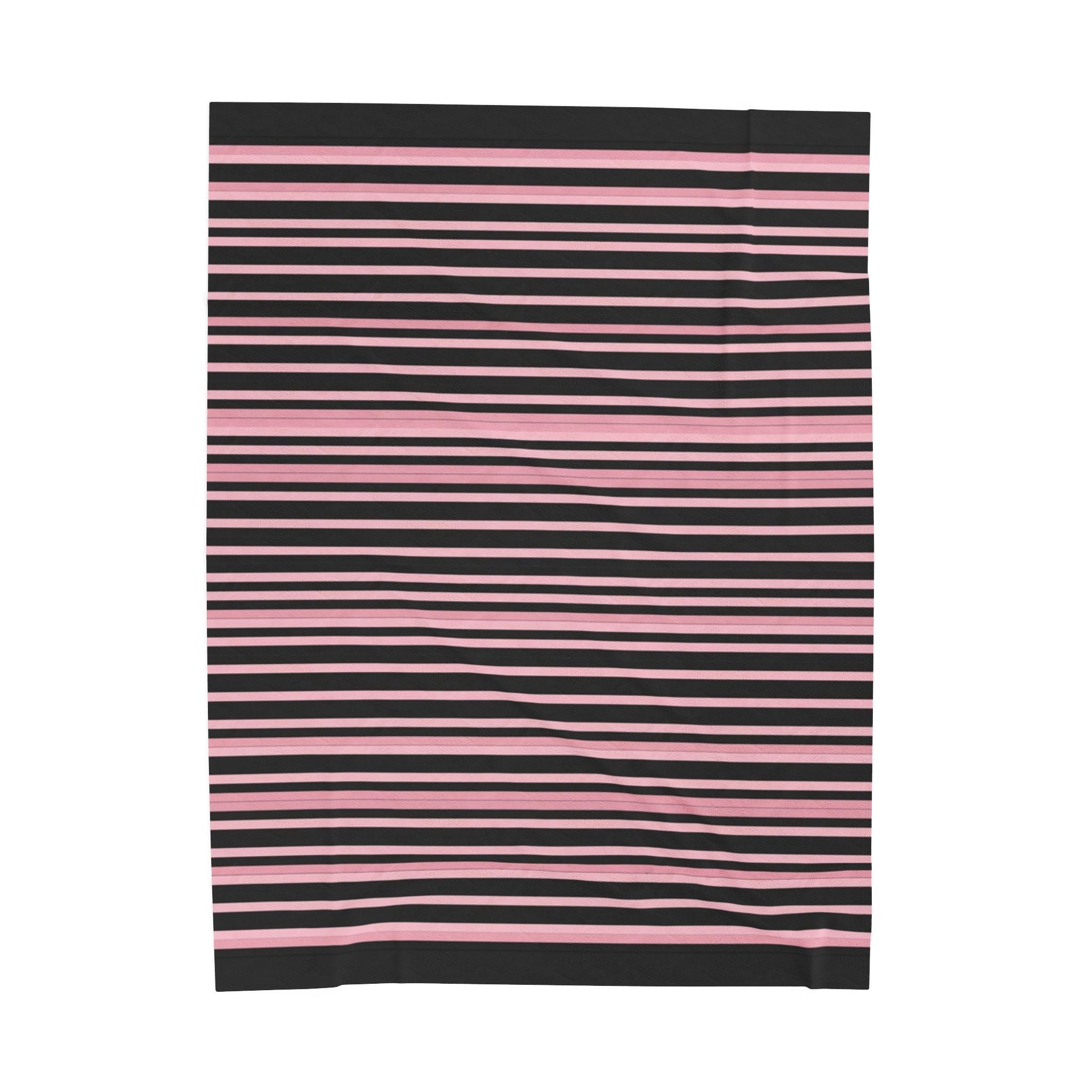 Pink & Black Striped Plush Blanket — Cozy Velveteen Throw for Home, Bedroom, Nursery