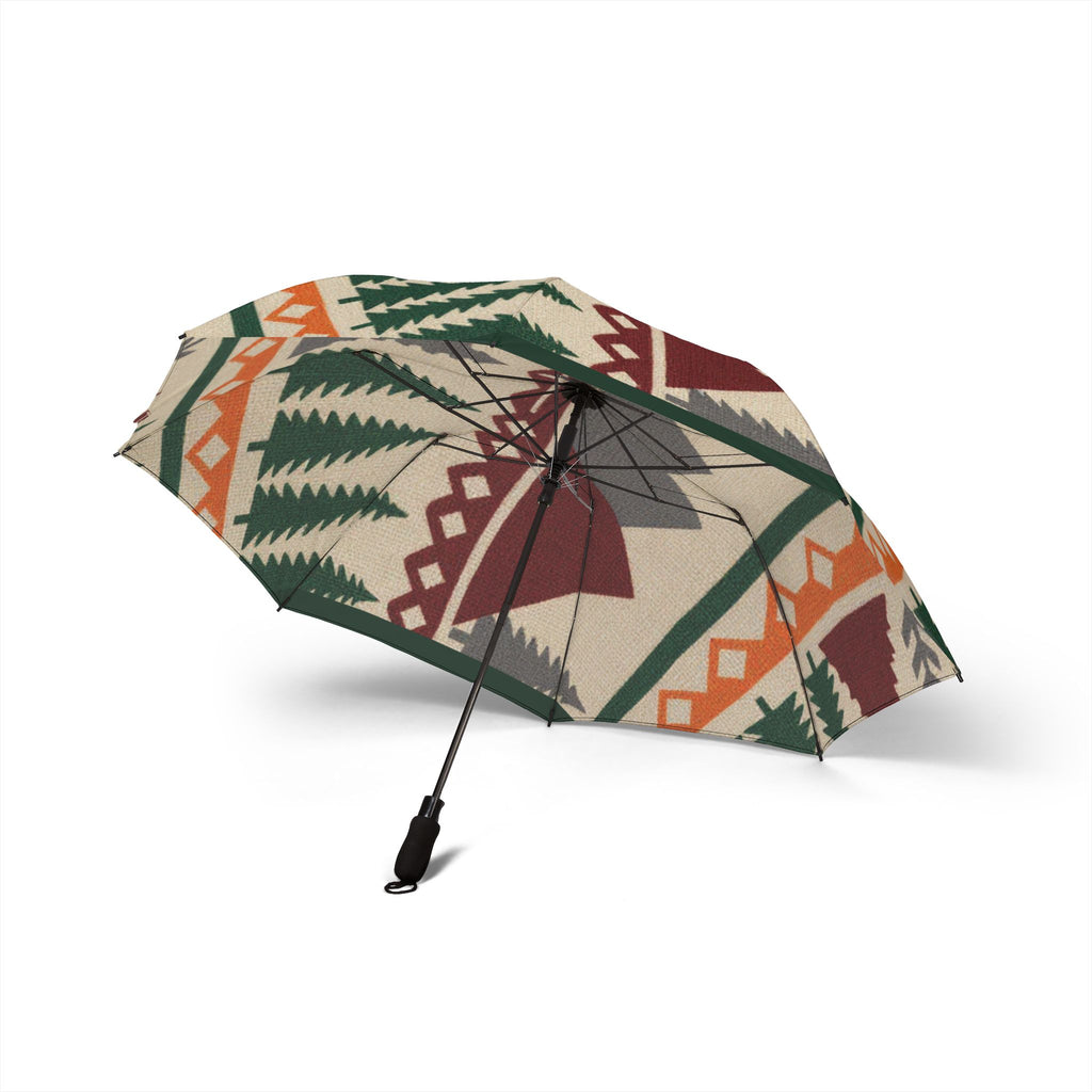 Southwestern Pattern Foldable Umbrella — Semi‑Automatic Compact Rain Umbrella