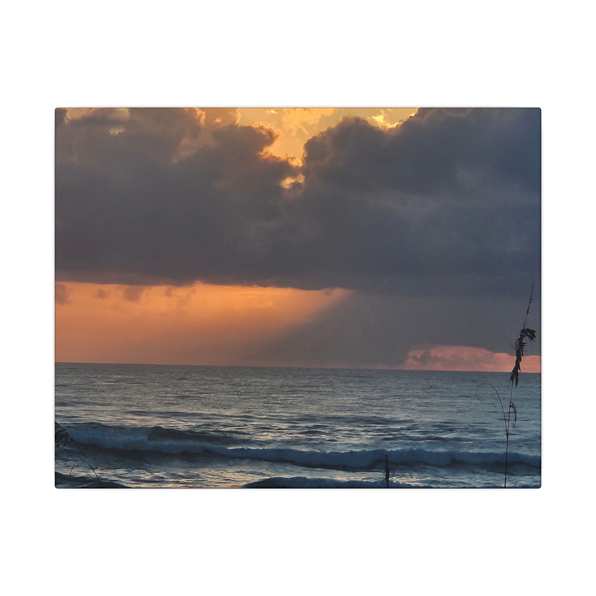 Sunset Ocean Canvas Print — Dramatic Cloudscape Beach Wall Art