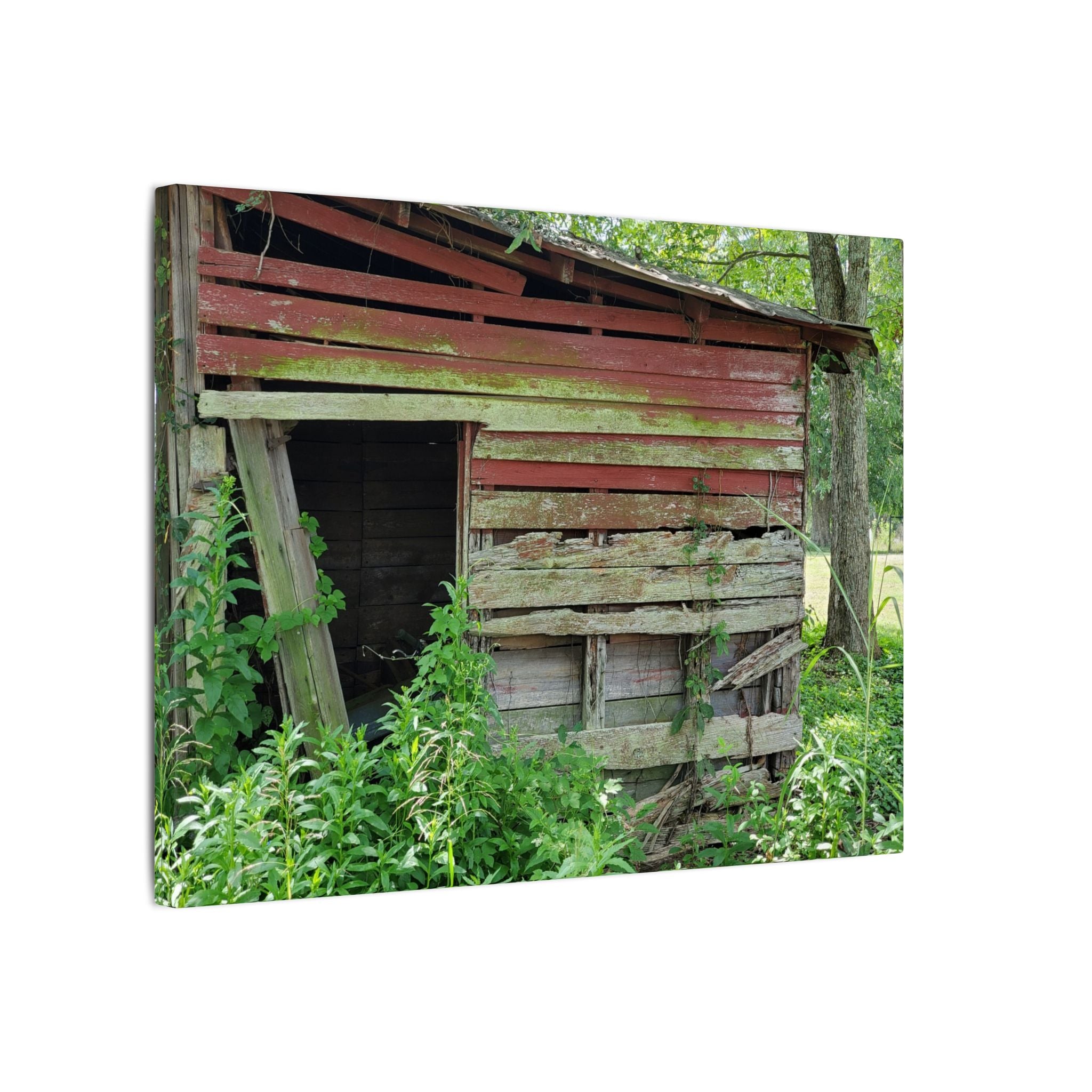 Rustic Red Barn Canvas Wall Art — Vintage Farmhouse Photography Print