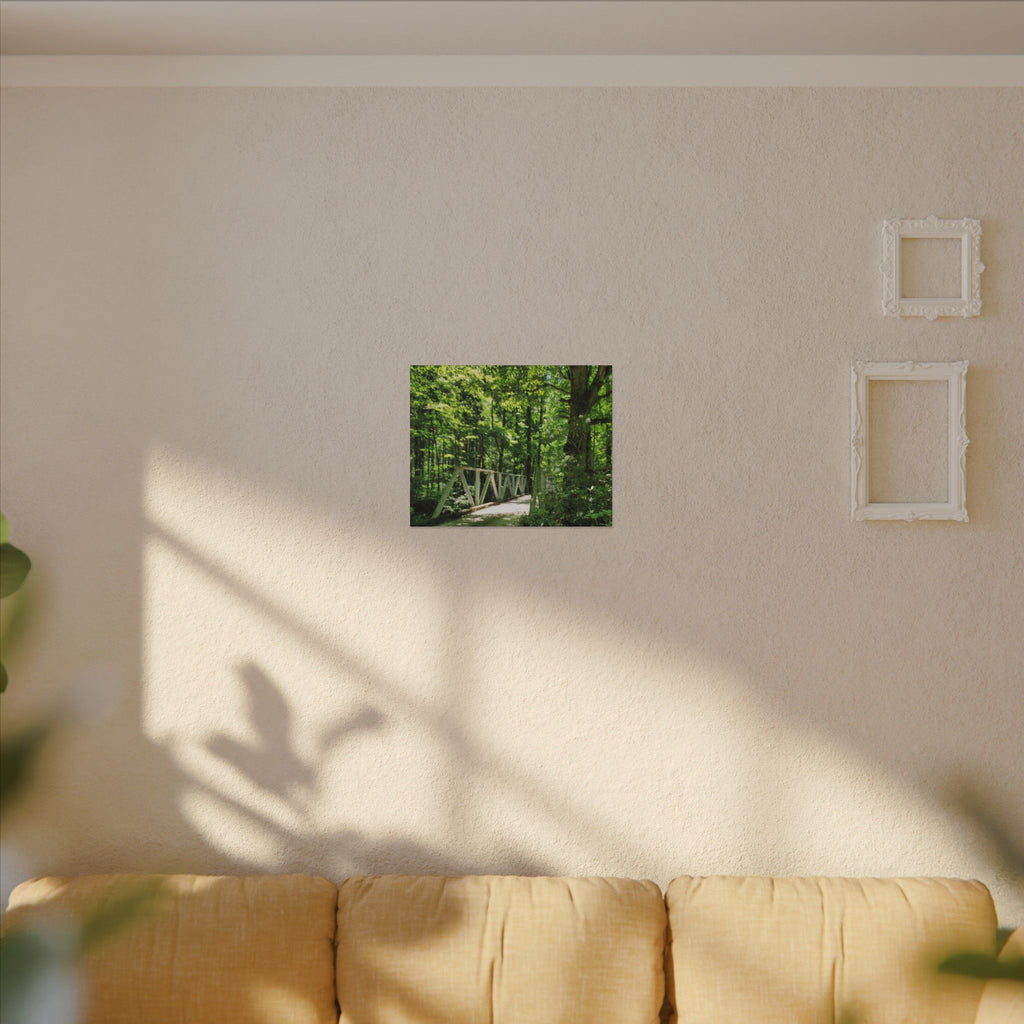 Forest Bridge Canvas Wall Art — Green Woodland Trail Photography